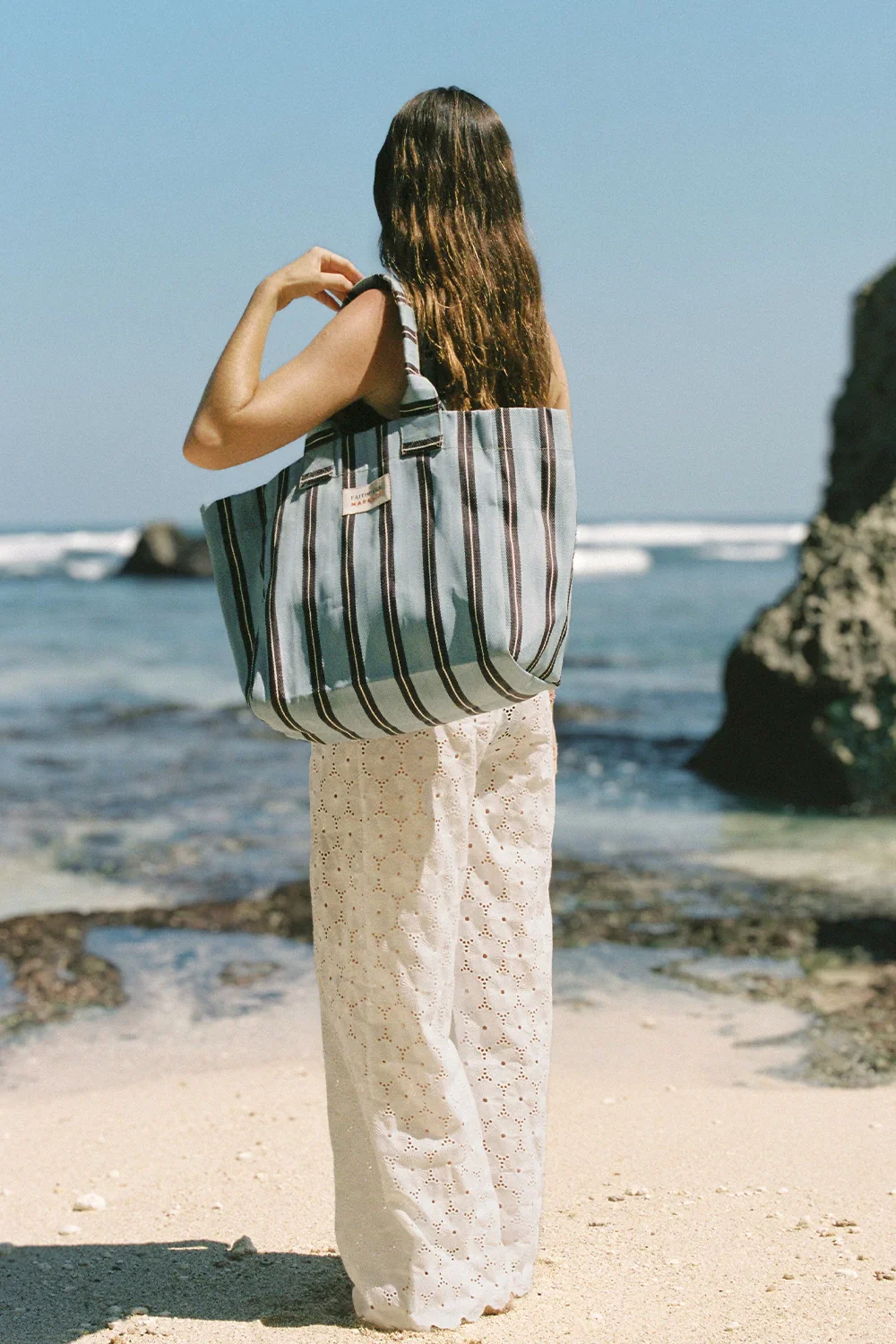 Faithfull - Markett Tote Bag Stripe Aqua Chocolate