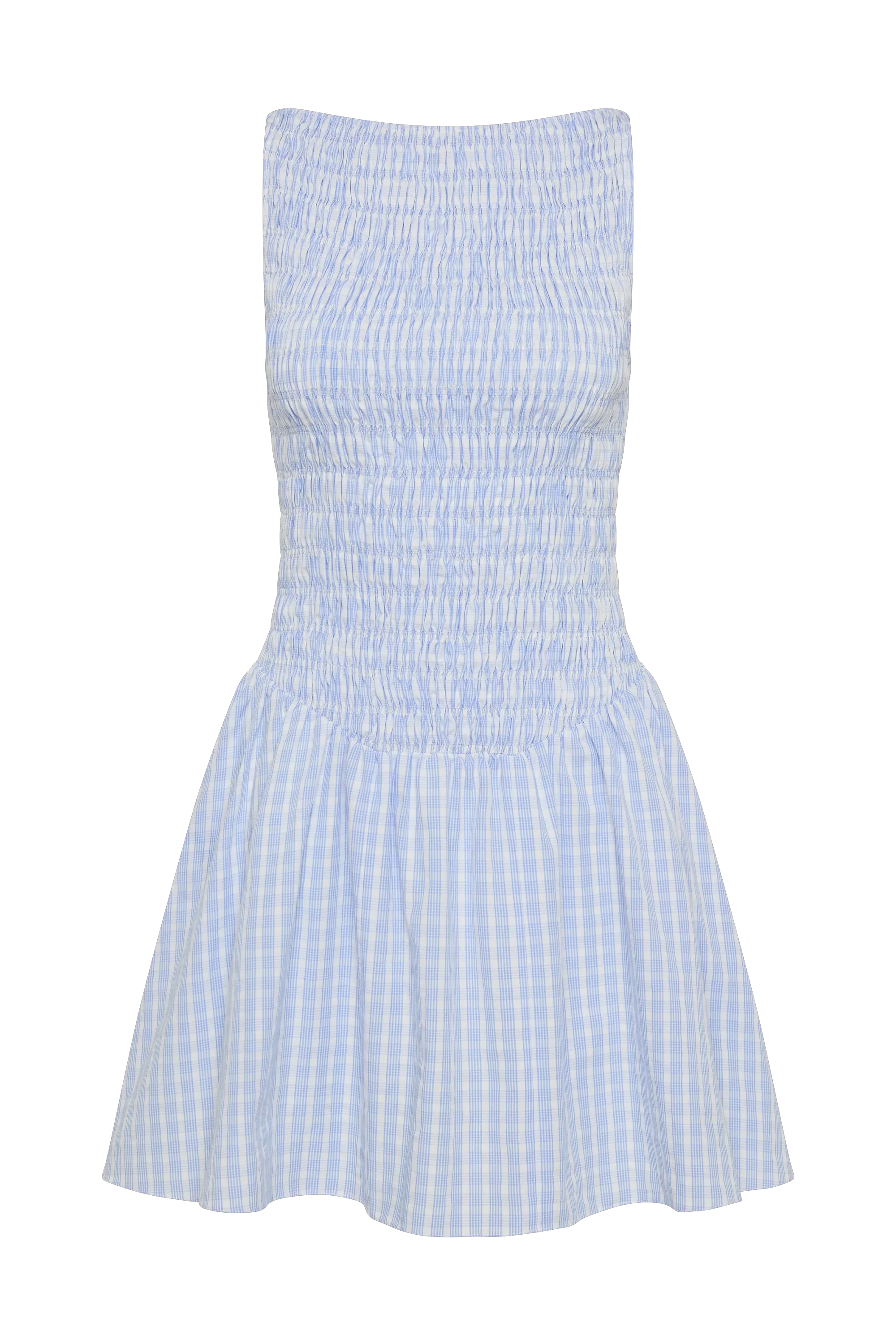 Faithfull - Martina Mini Dress Paloma Check Light Blue White - Image 7