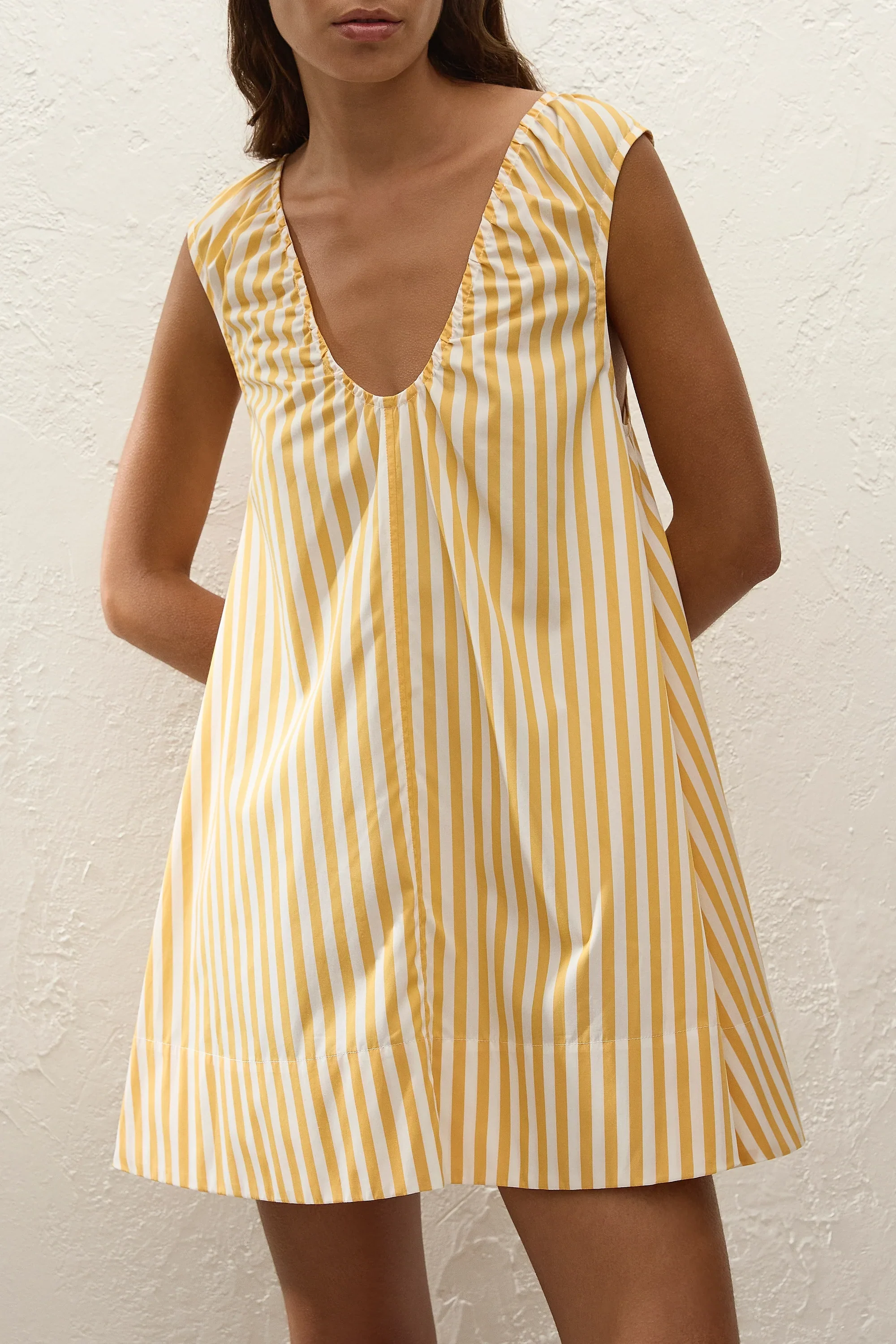 Faithfull - Pedrera Mini Dress Orozco Stripe Mustard - Image 2