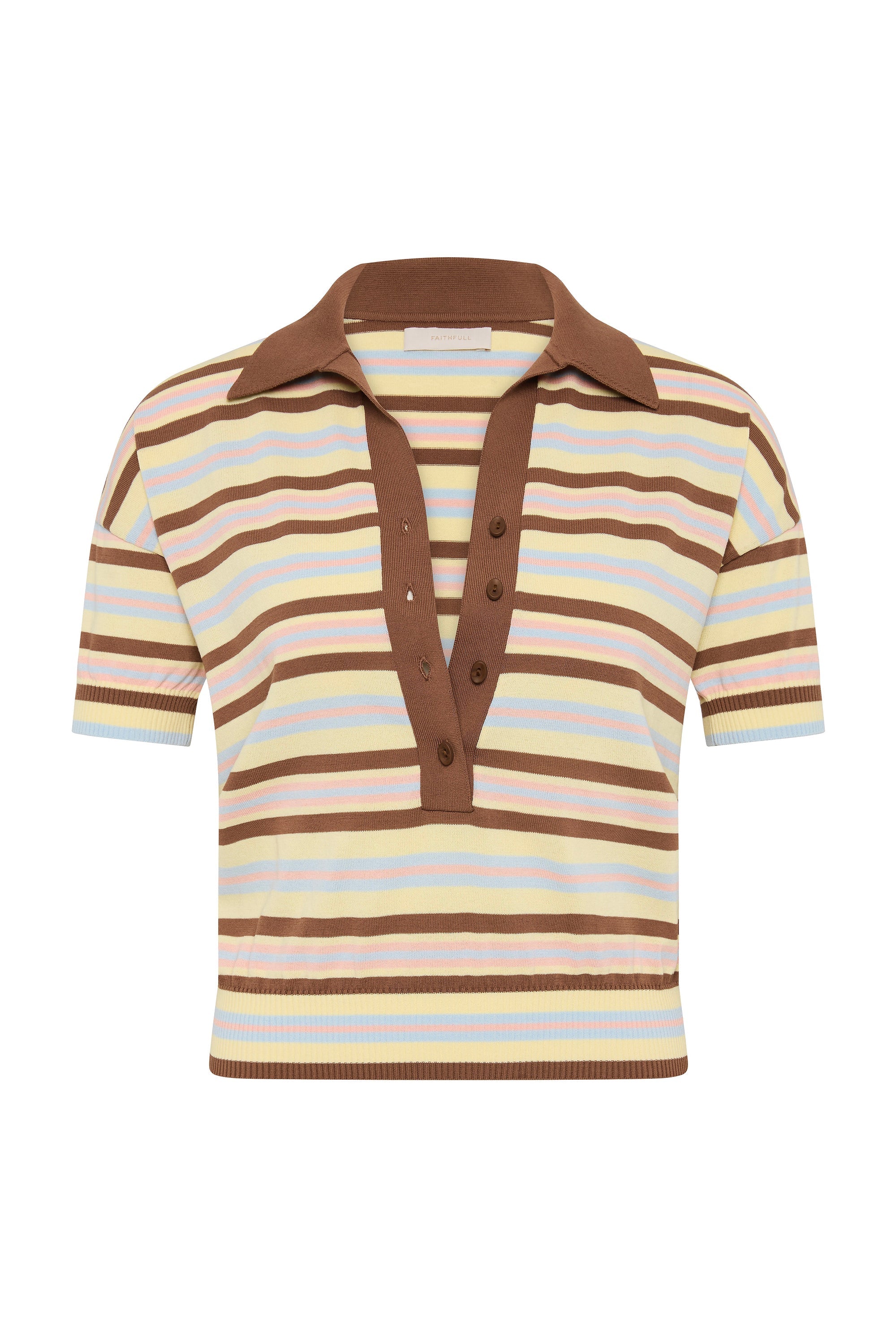 Faithfull - Sable Polo Shirt Breton Stripe Petal - Image 6