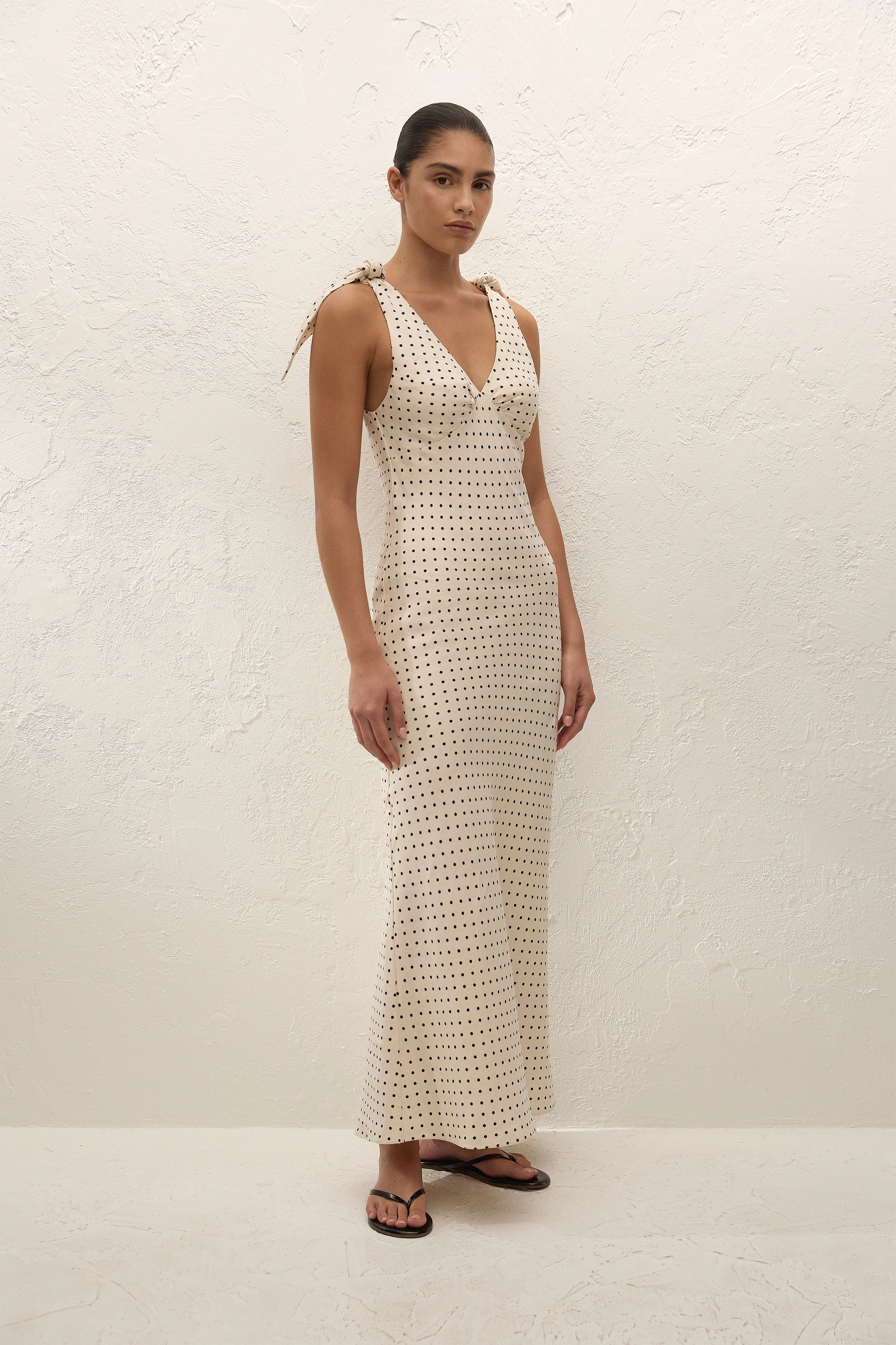 Faithfull - Solana Maxi Dress Lola Polka Dot Cream Black - Image 3