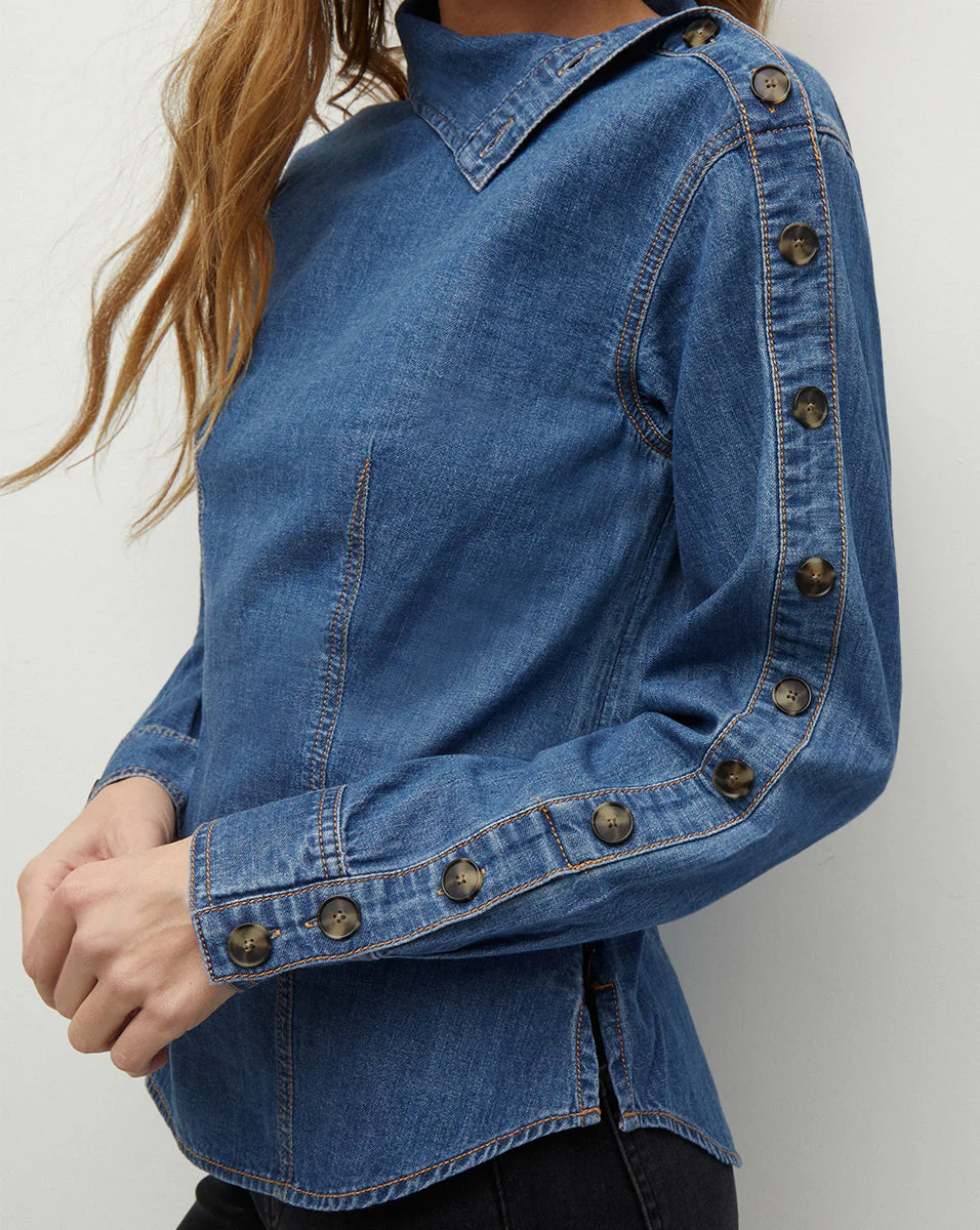 Veronica Beard - Fauri Asymmetrical Denim Shirt - Image 3