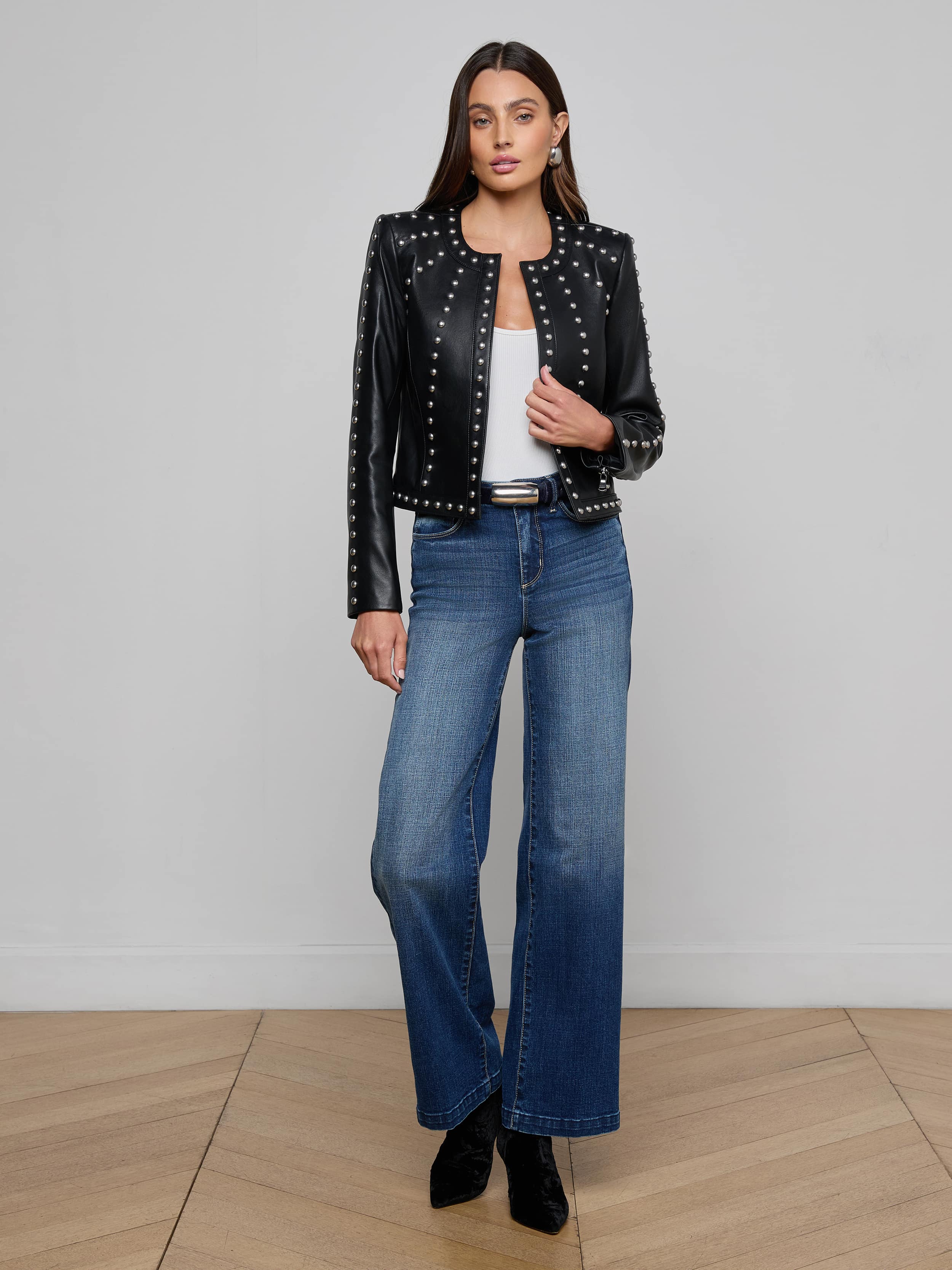 L'AGENCE - Fia Studded Leather Jacket - Image 3