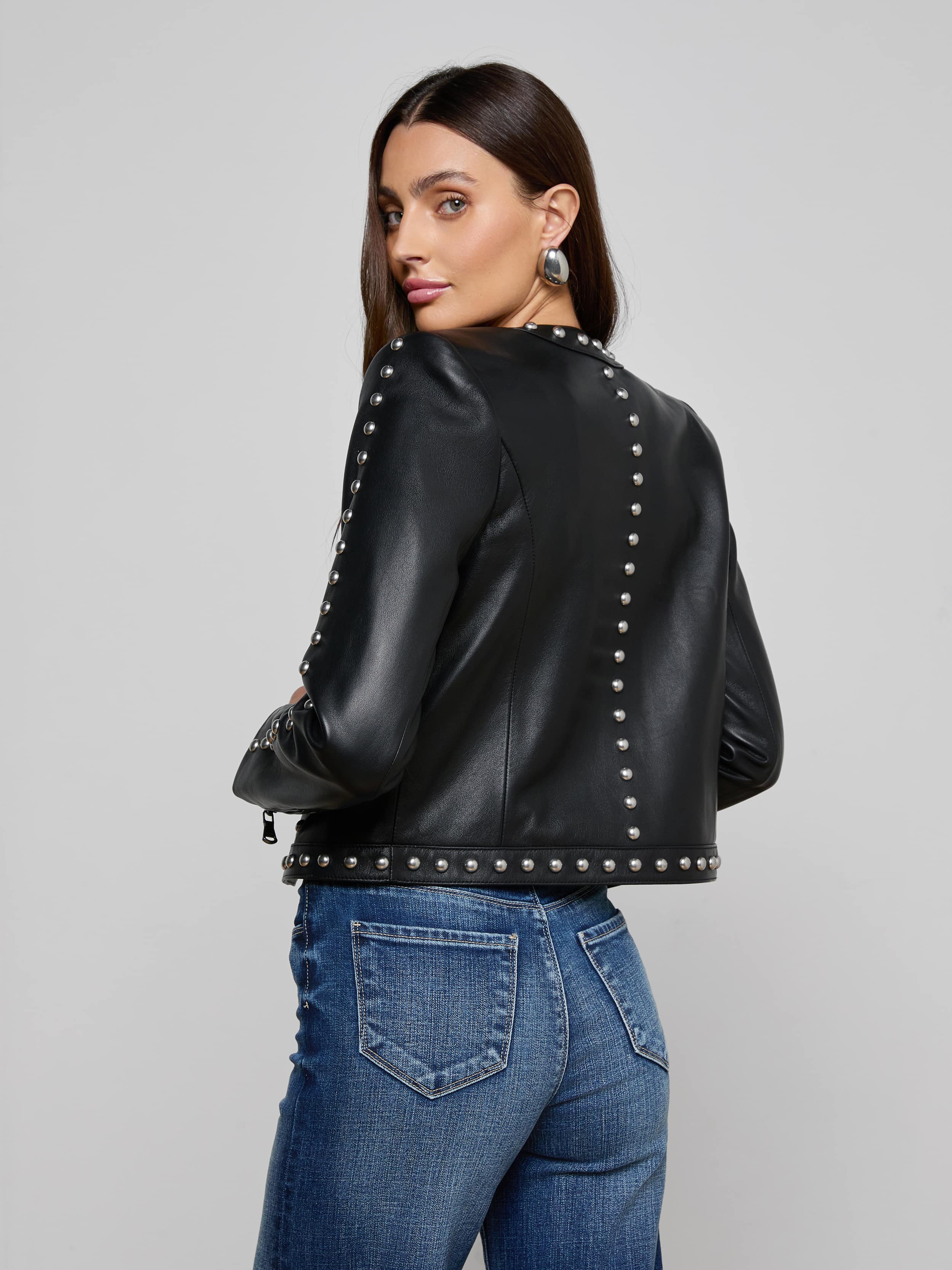 L'AGENCE - Fia Studded Leather Jacket - Image 4