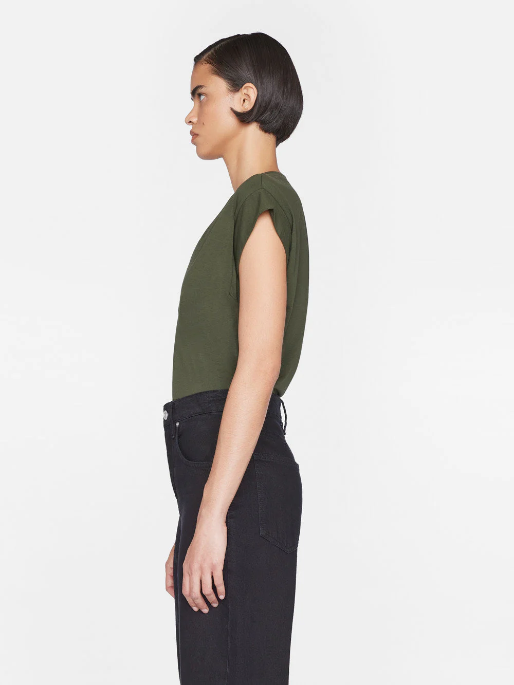 FRAME - Le Mid Rise V Neck Tee - Image 6