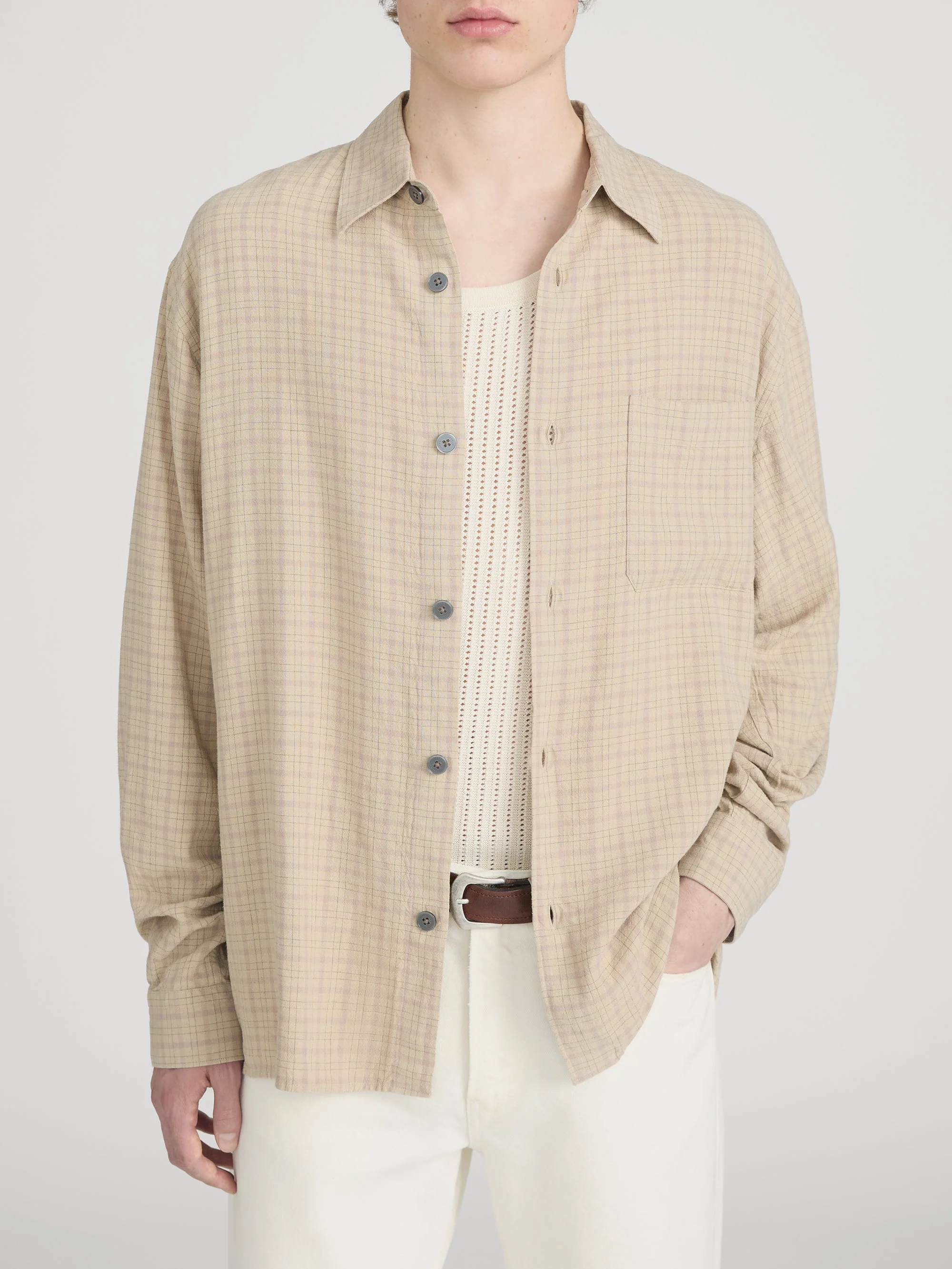 FRAME - Linen Blend Plaid Shirt - Image 3