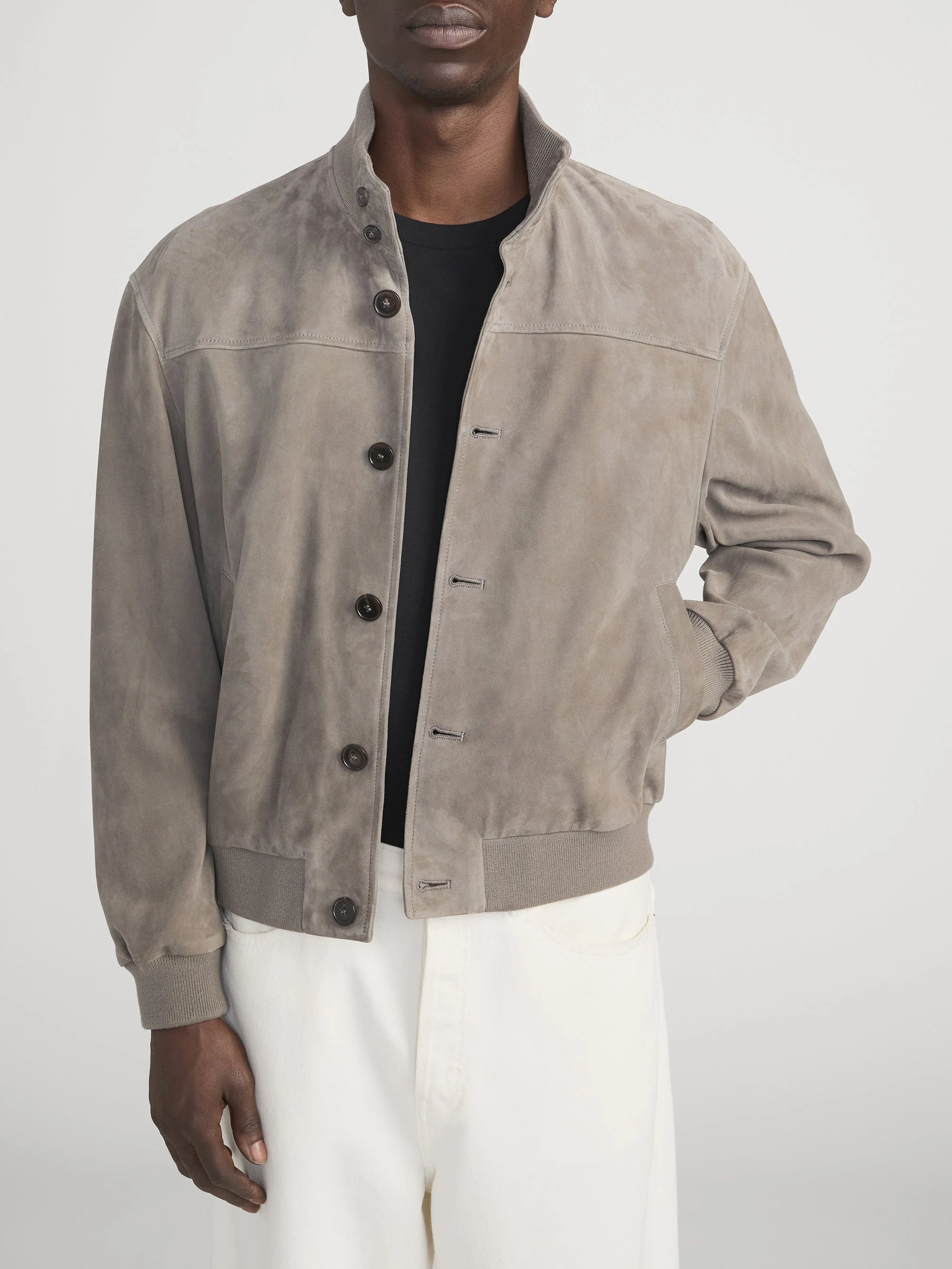 FRAME - Rib Collar Suede Jacket - Image 3
