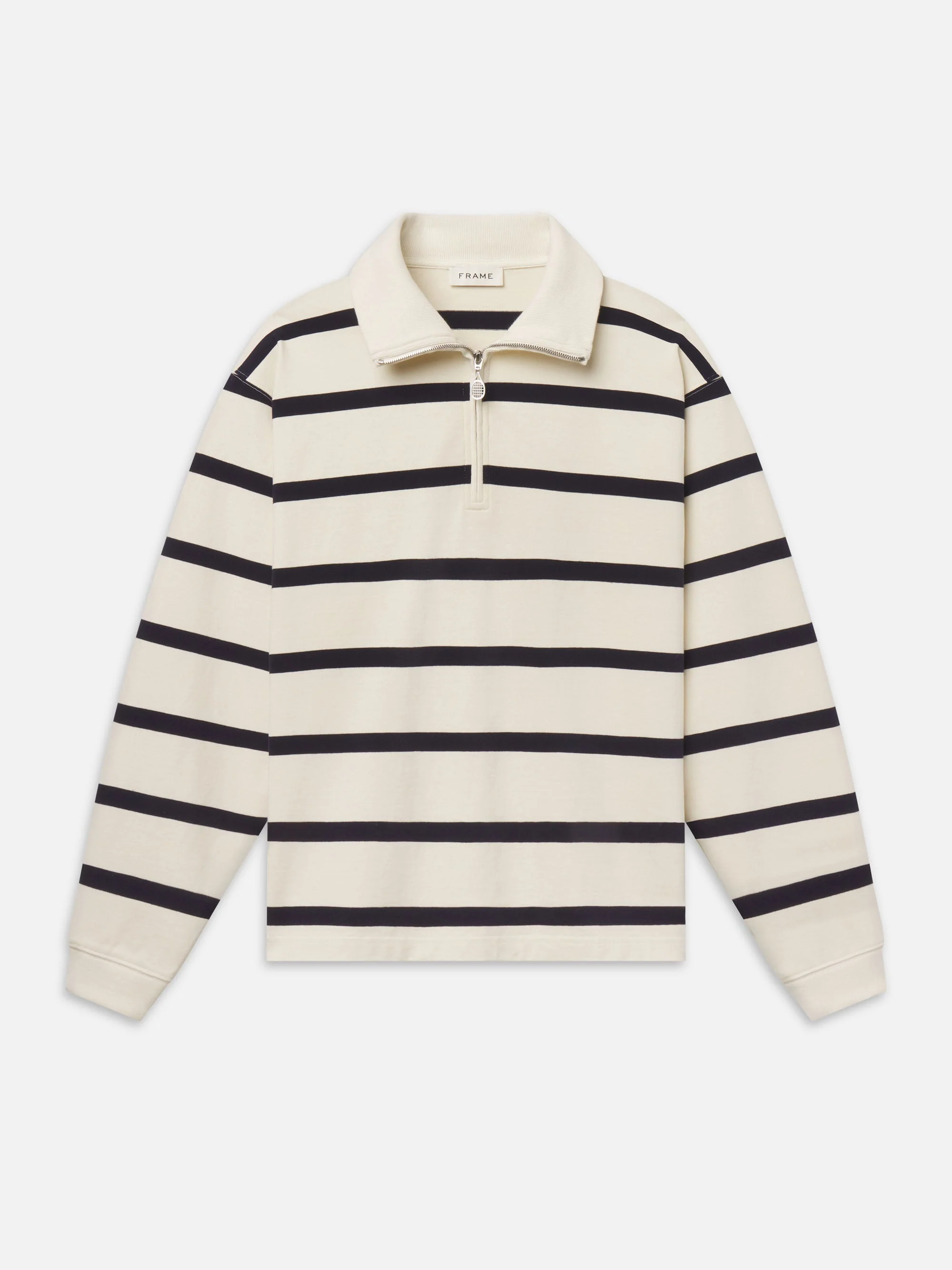 FRAME - Striped Half - Zip Sweatshirt
