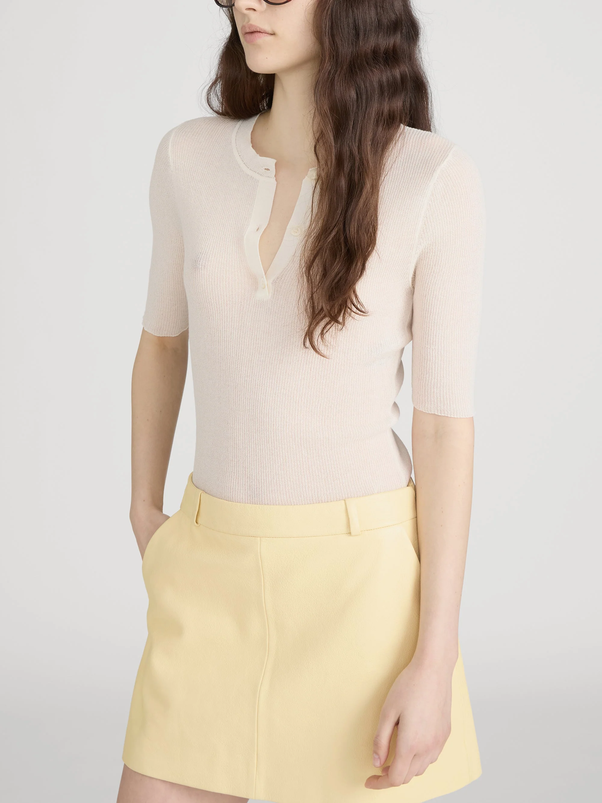FRAME - The Henley Rib Tee - Image 5