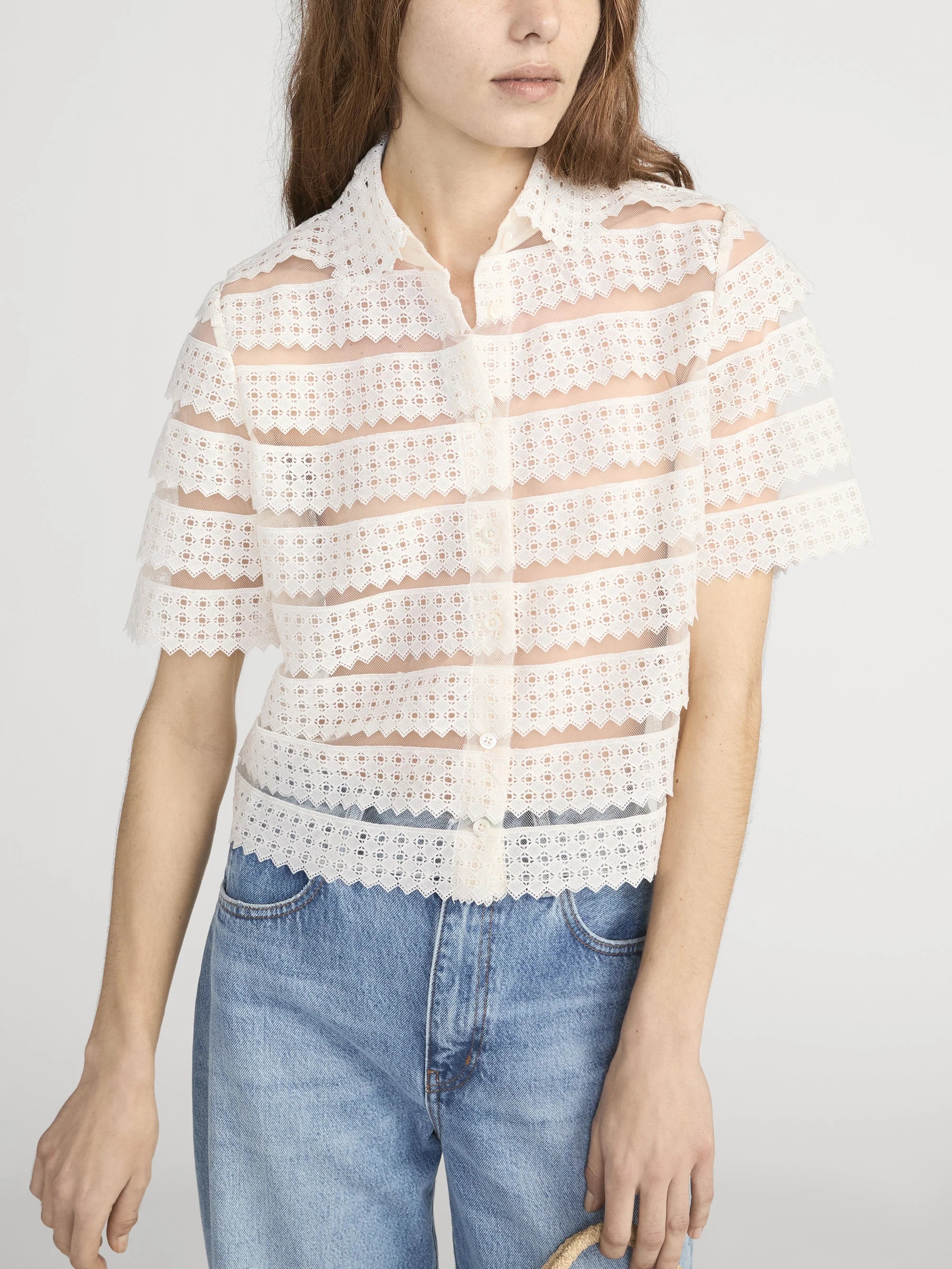 FRAME - The Lattice Crochet Blouse - Image 3