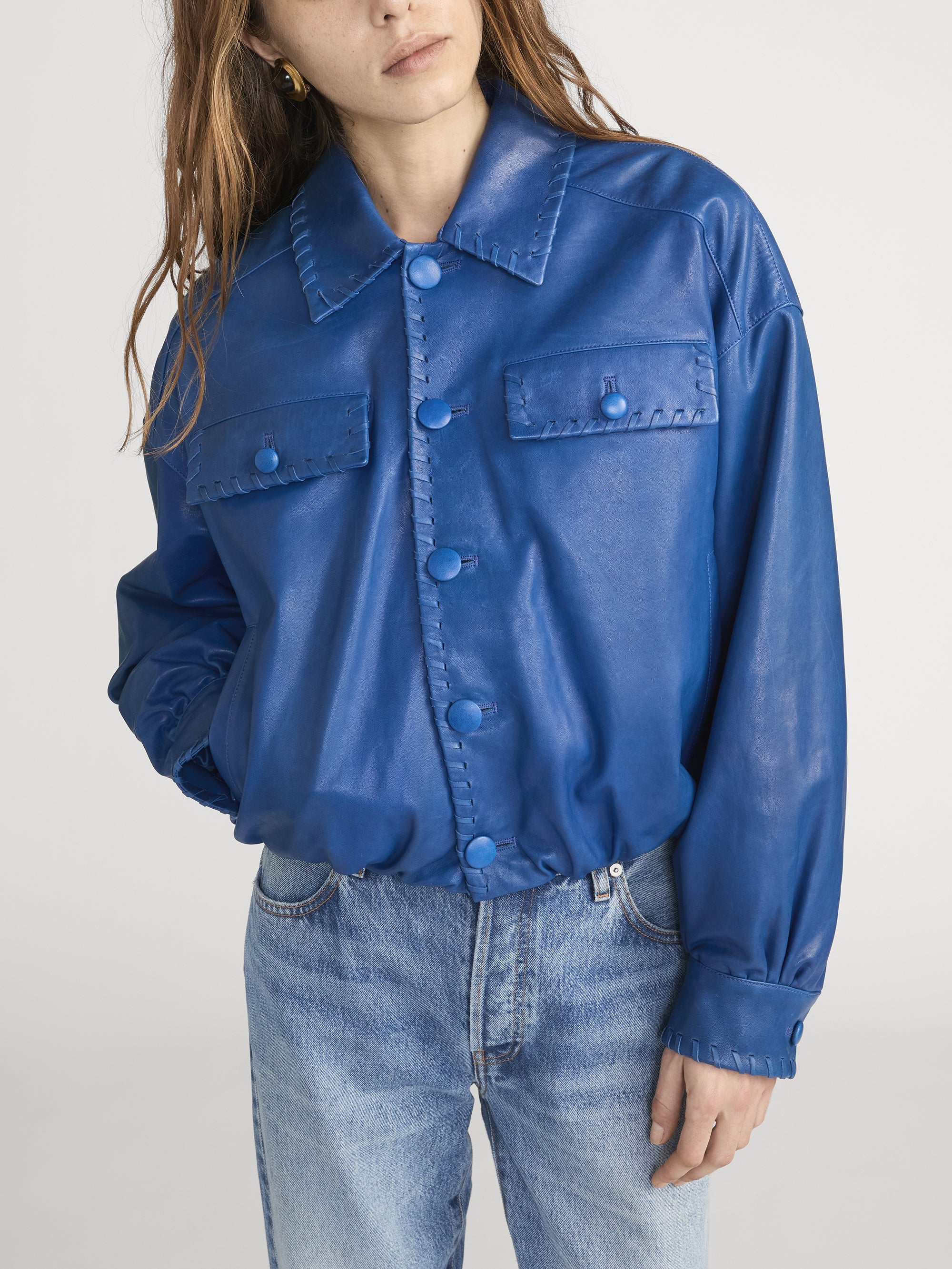 FRAME - The Leather Bubble Jacket - Image 3