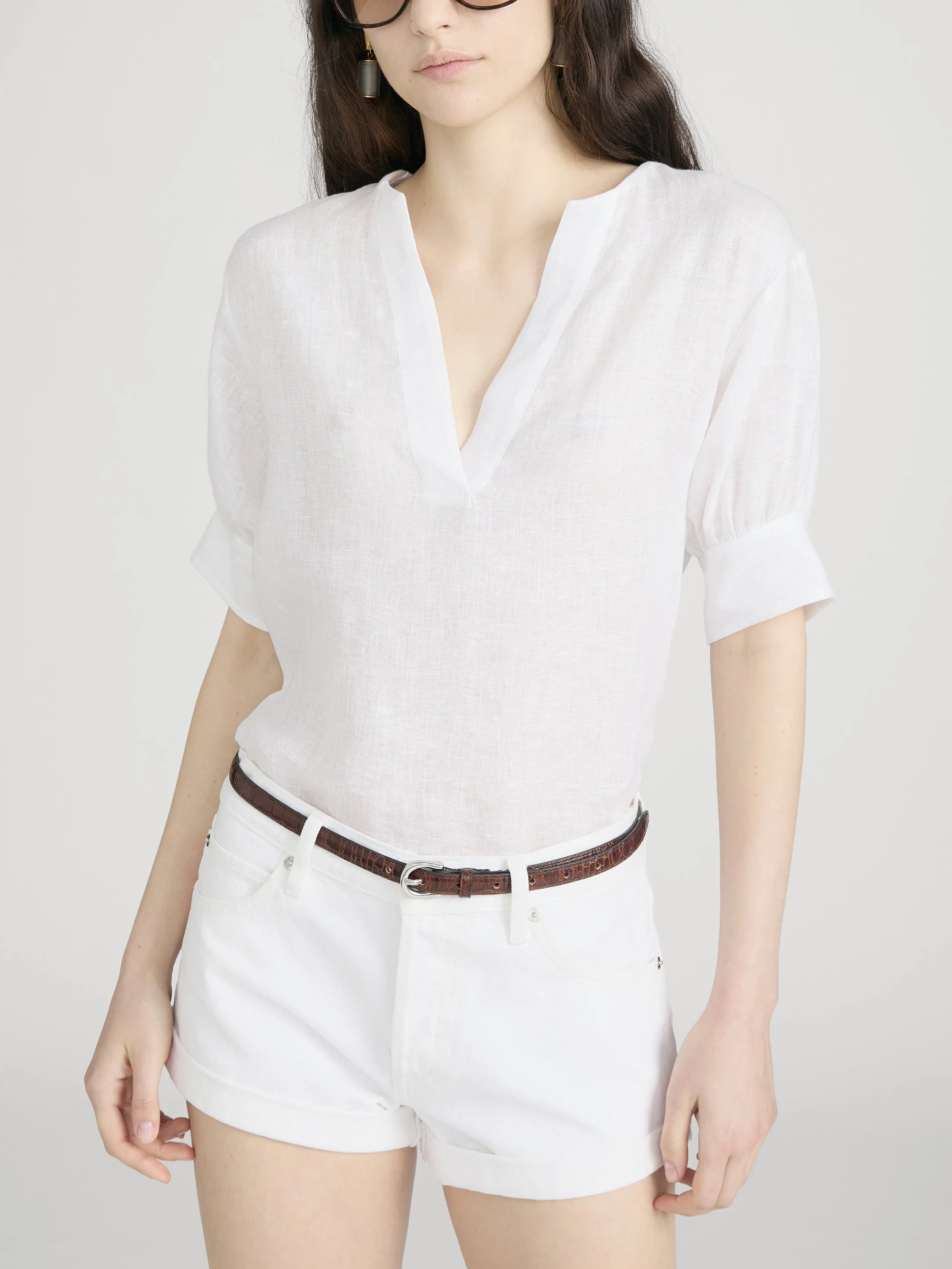 FRAME - The Linen V - Neck Popover Top - Image 3