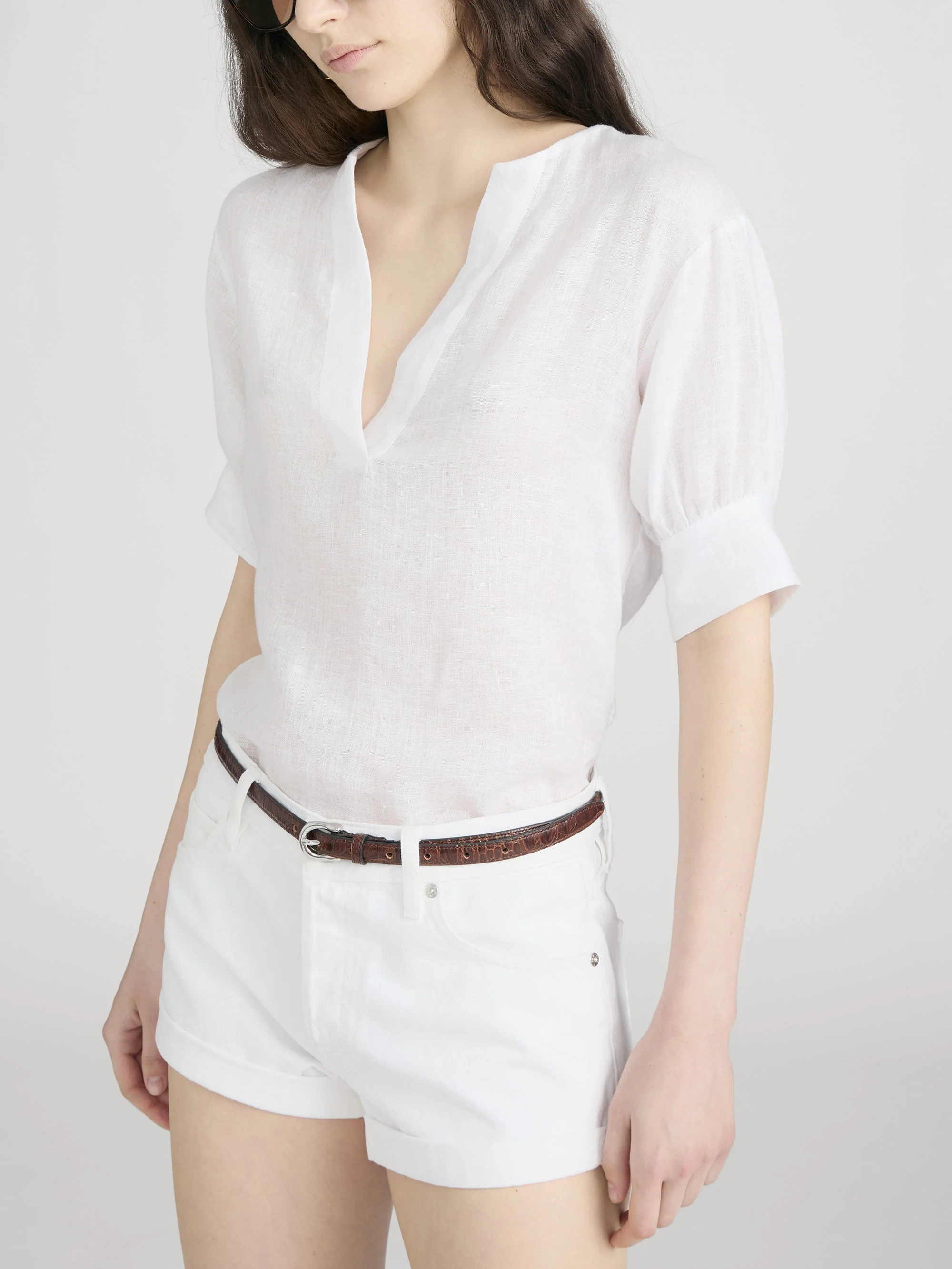 FRAME - The Linen V - Neck Popover Top - Image 4