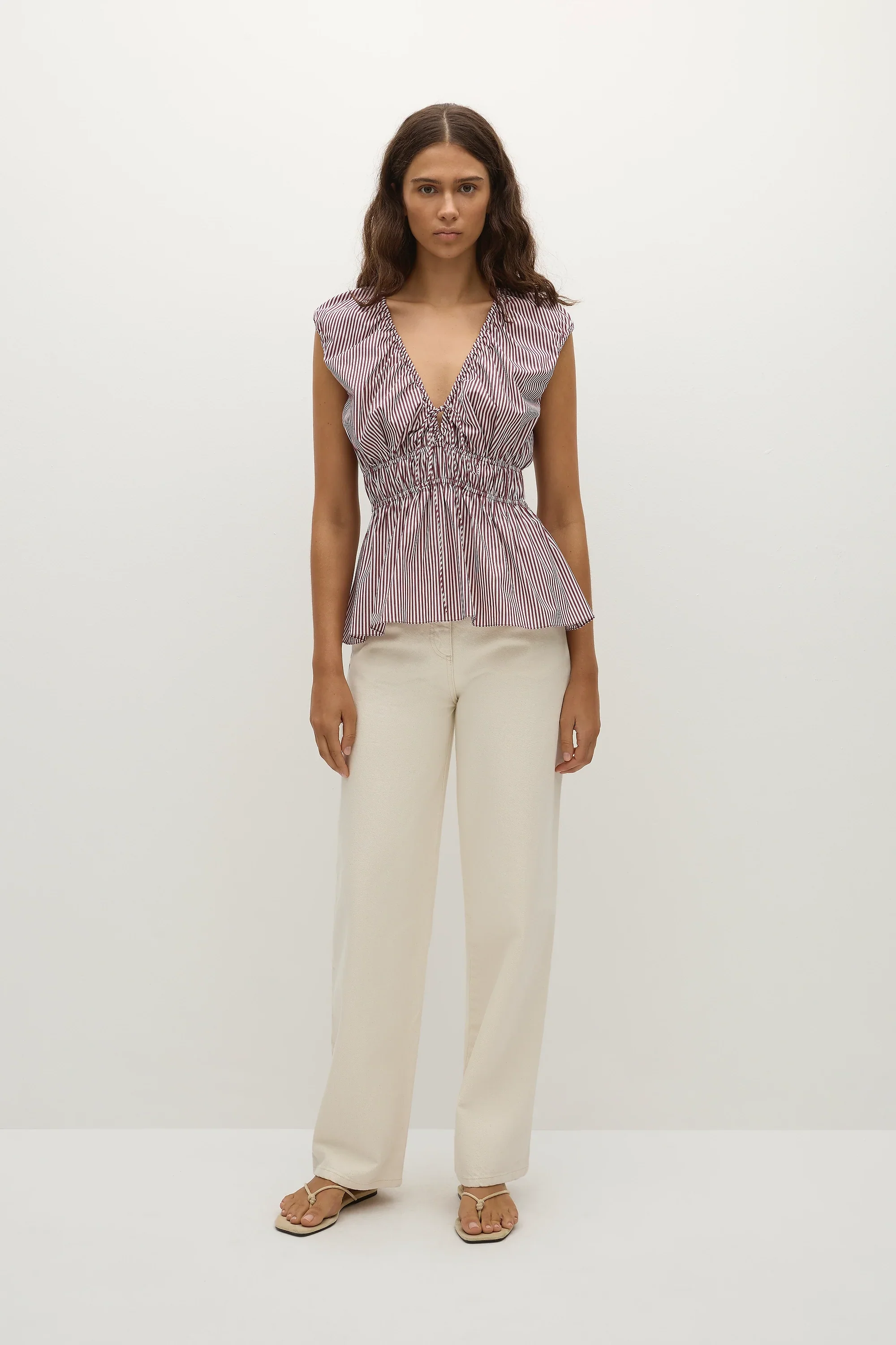 Faithfull - Hedda Top Maia Stripe Burgundy - Final Sale