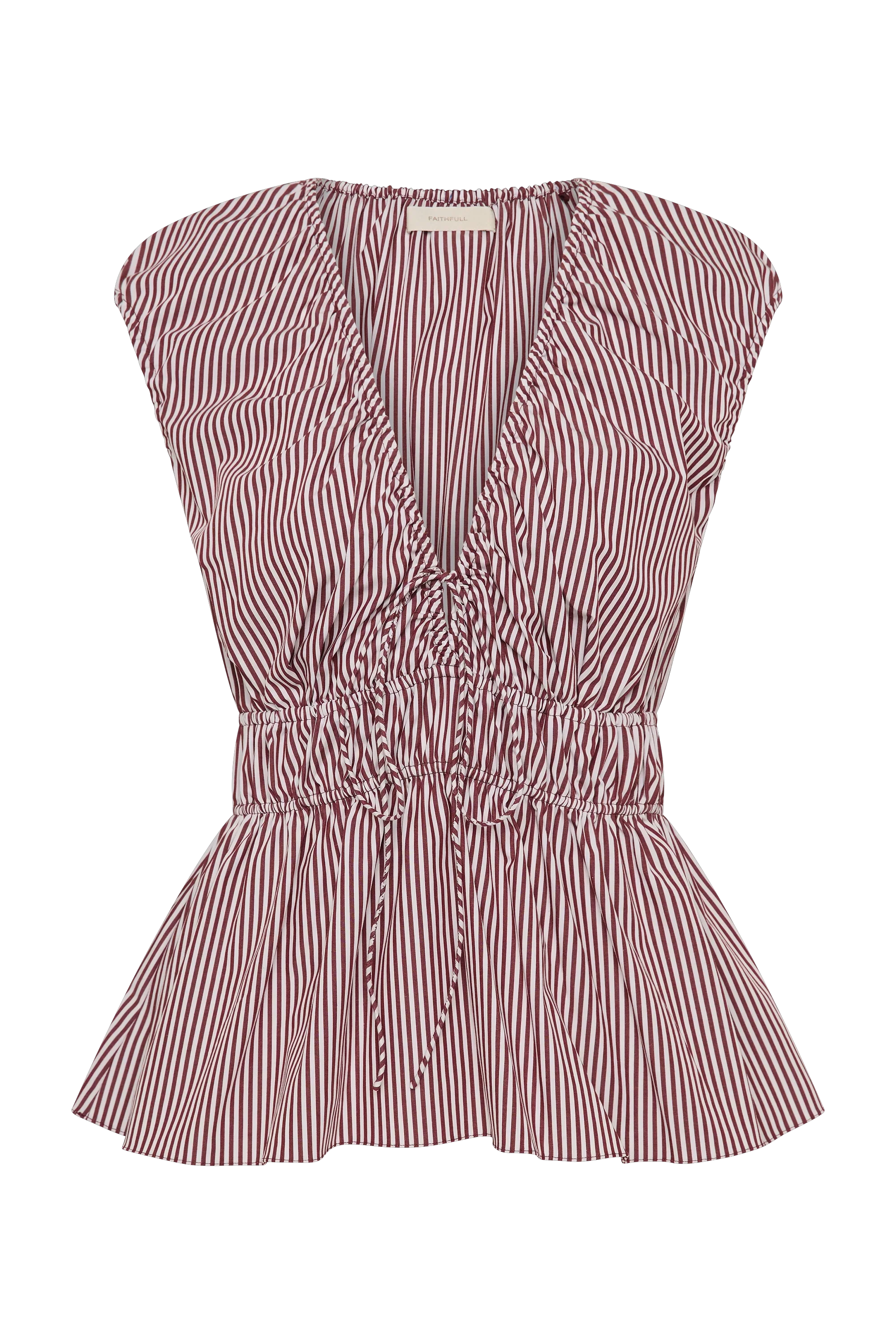 Faithfull - Hedda Top Maia Stripe Burgundy - Final Sale - Image 6