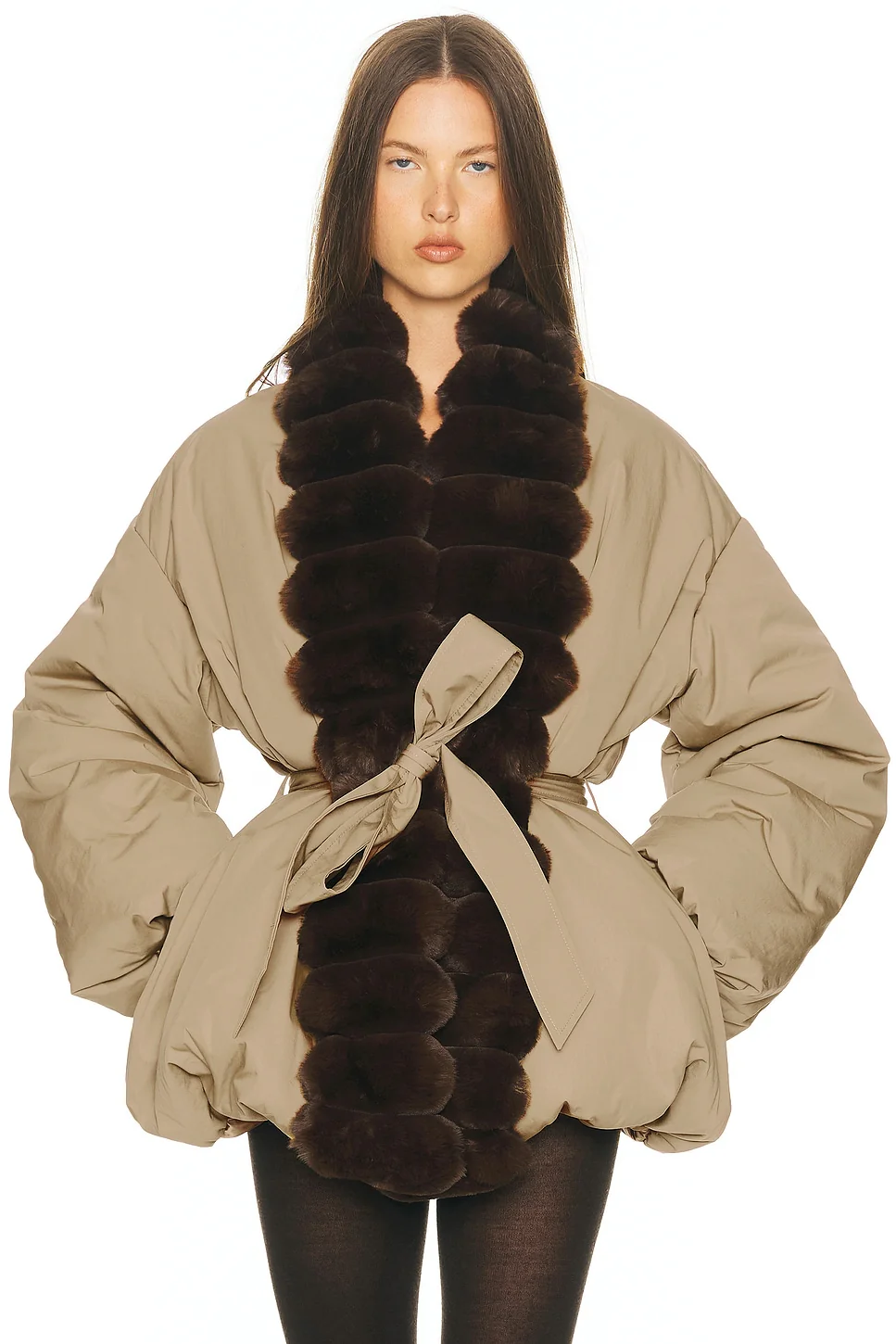 Helsa - Bubble Puffer With Faux Fur