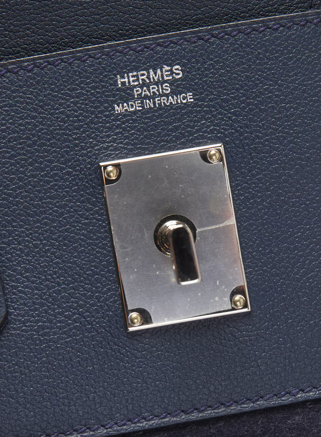 Hermes Togo & Felt Haut A Courroies 40 Handbag in Blue - Image 4