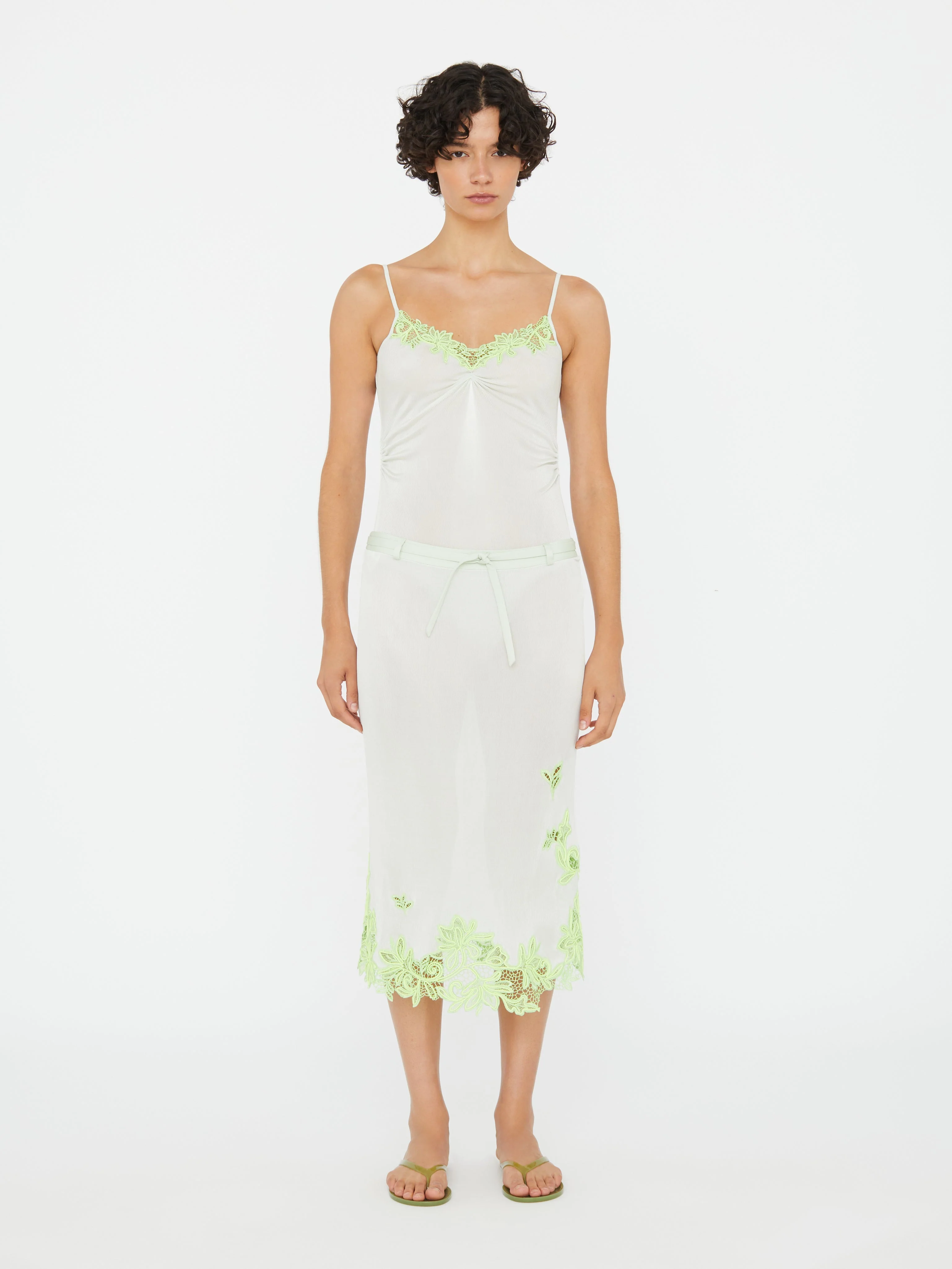 Christopher Esber - Hibiscus Embroidered Rib Skirt