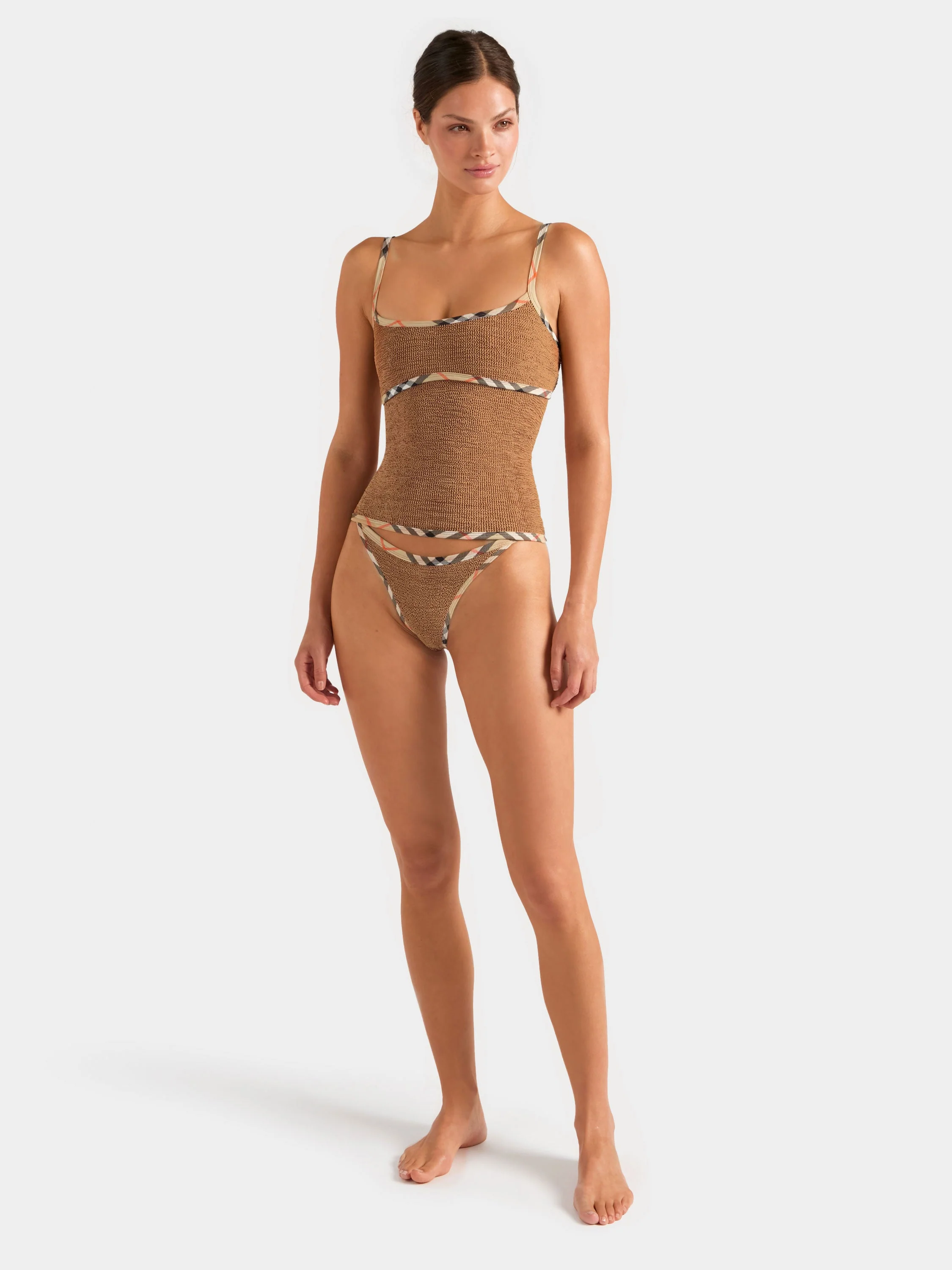 Hunza G x Burberry - Burberry x Hunza G Devyn Skirt/Top - Metallic Cocoa/Check - Image 10