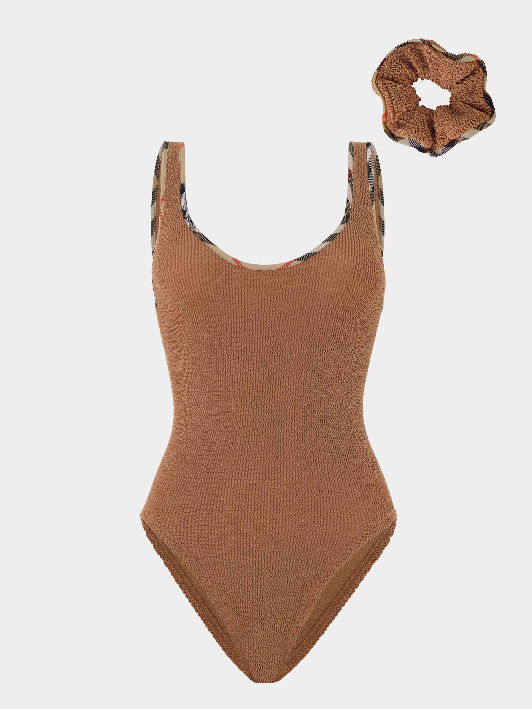 Hunza G x Burberry - Burberry x Hunza G Faye Swim - Metallic Cocoa/Check - Image 2