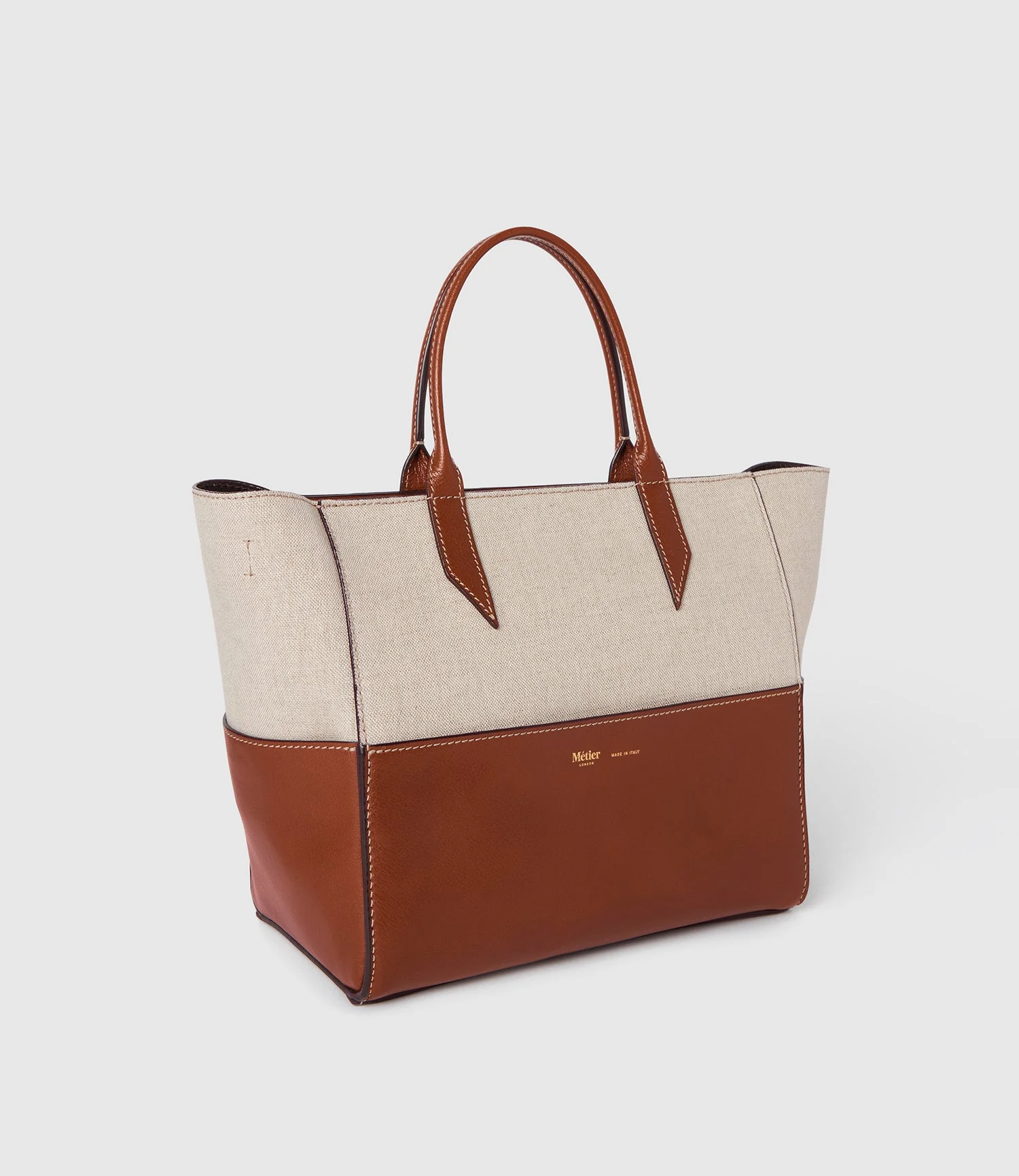 Metier - Incognito Crossbody Cabas Natural Linen with Cognac - Image 2