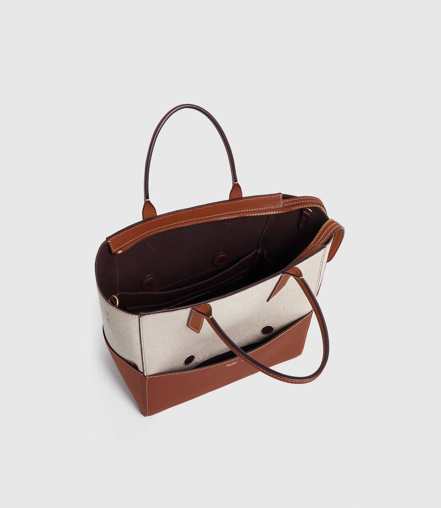 Metier - Incognito Crossbody Cabas Natural Linen with Cognac - Image 3