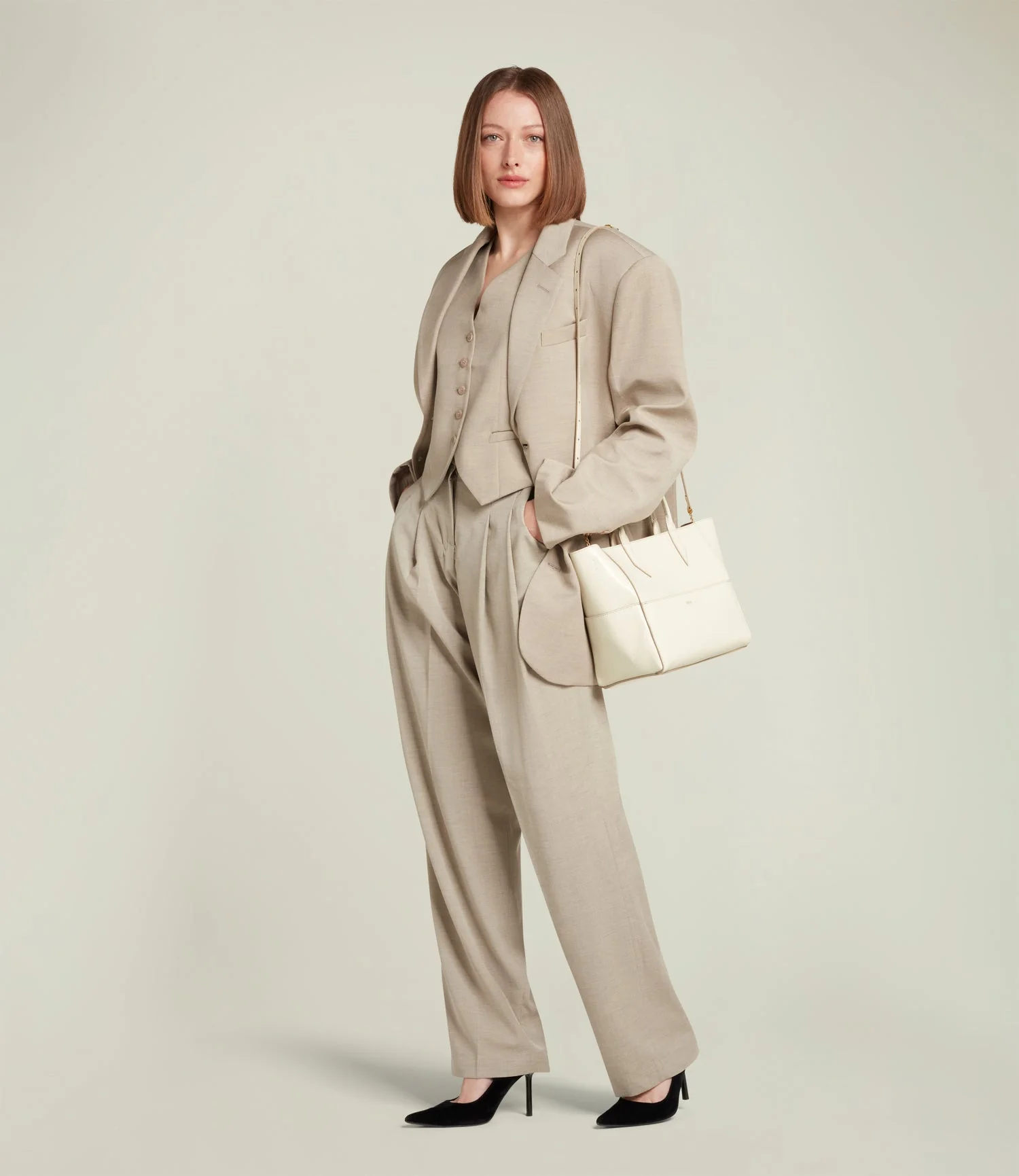 Metier - Incognito Crossbody Glossy Calfskin White Sand - Image 4