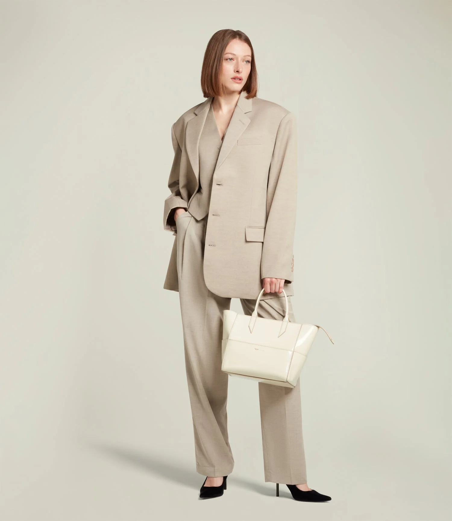Metier - Incognito Crossbody Glossy Calfskin White Sand - Image 5