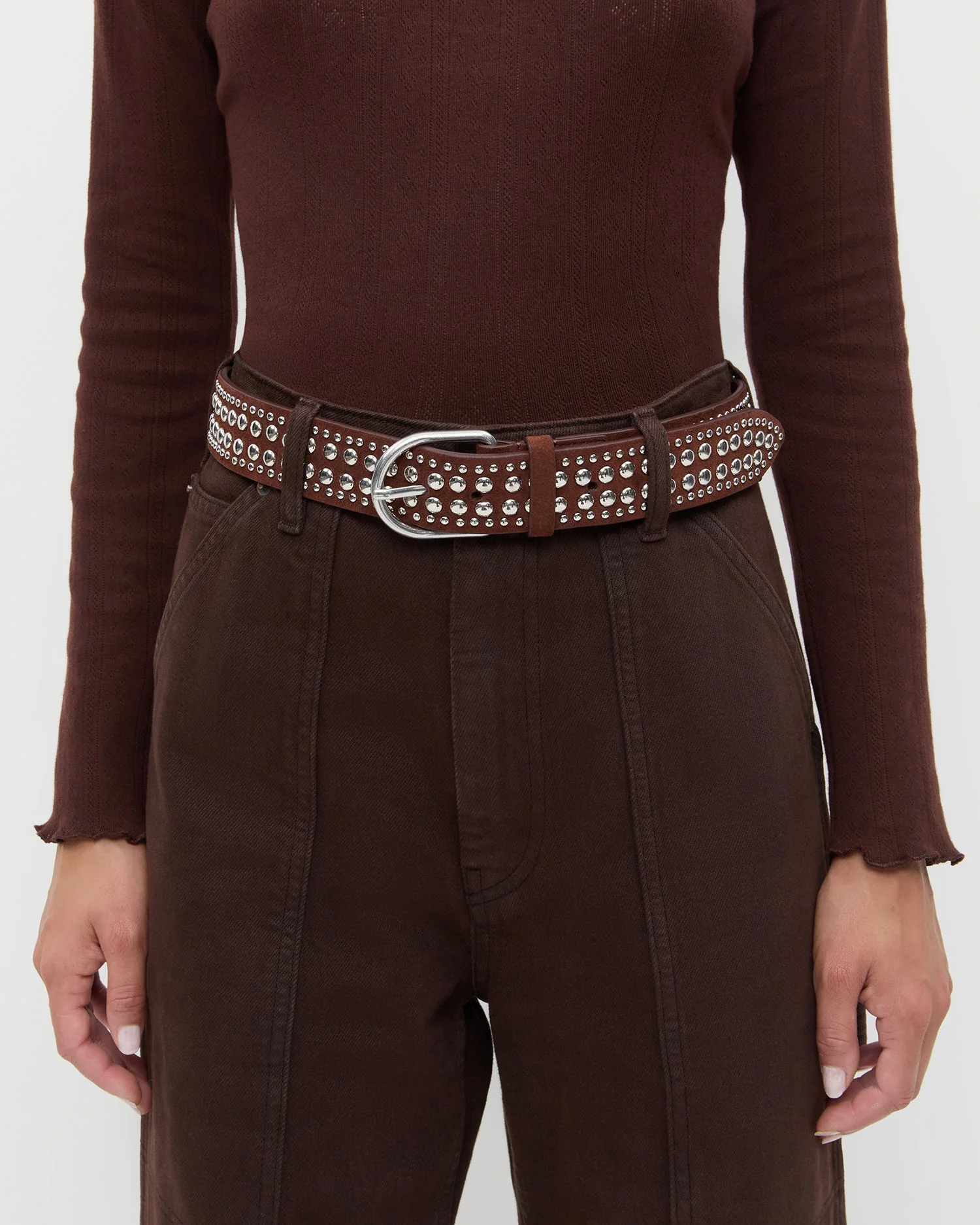 Loeffler Randall - Isaac Espresso/Silver Studded Belt - Image 3