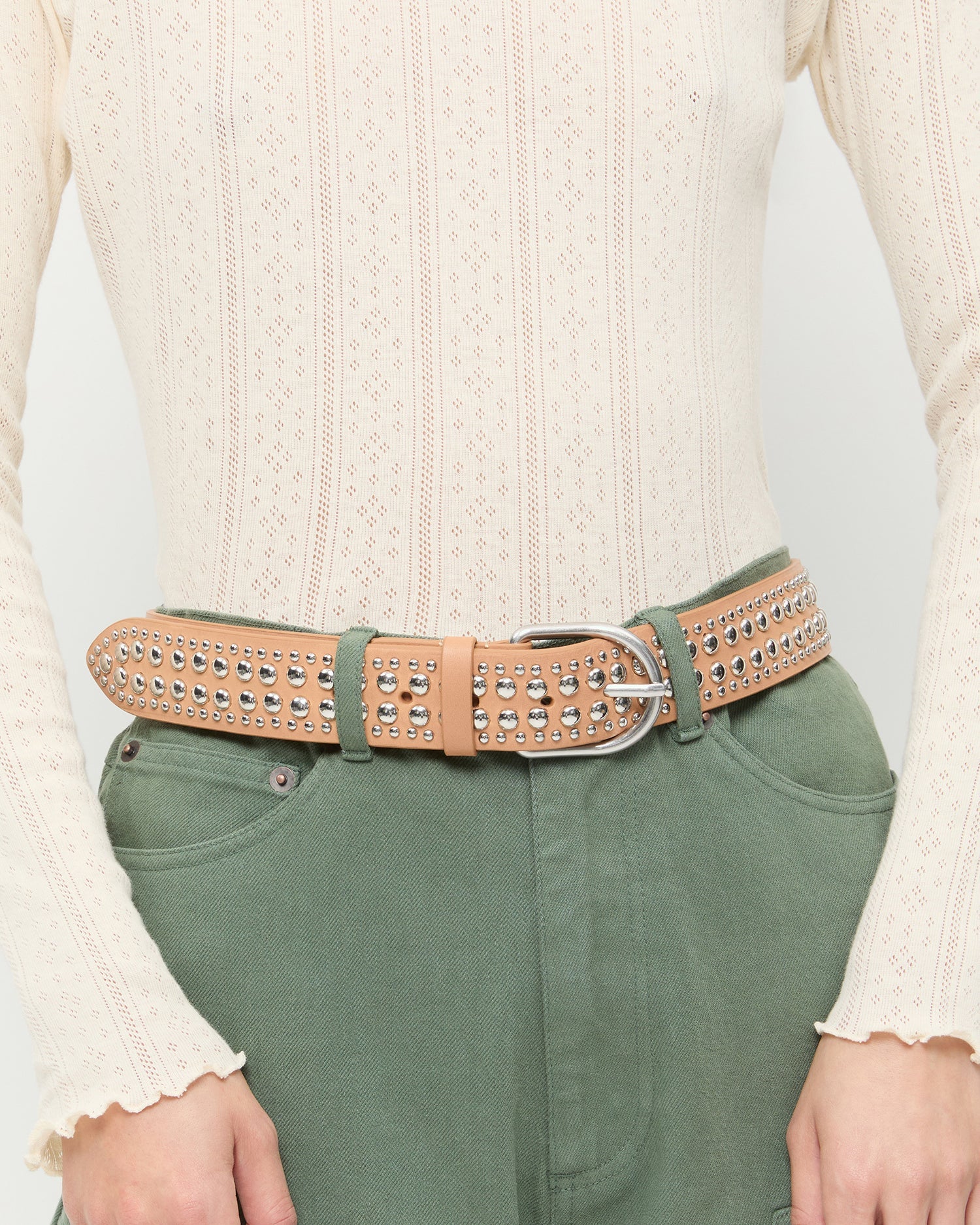 Loeffler Randall - Isaac Honey/Silver Studded Belt - Image 3