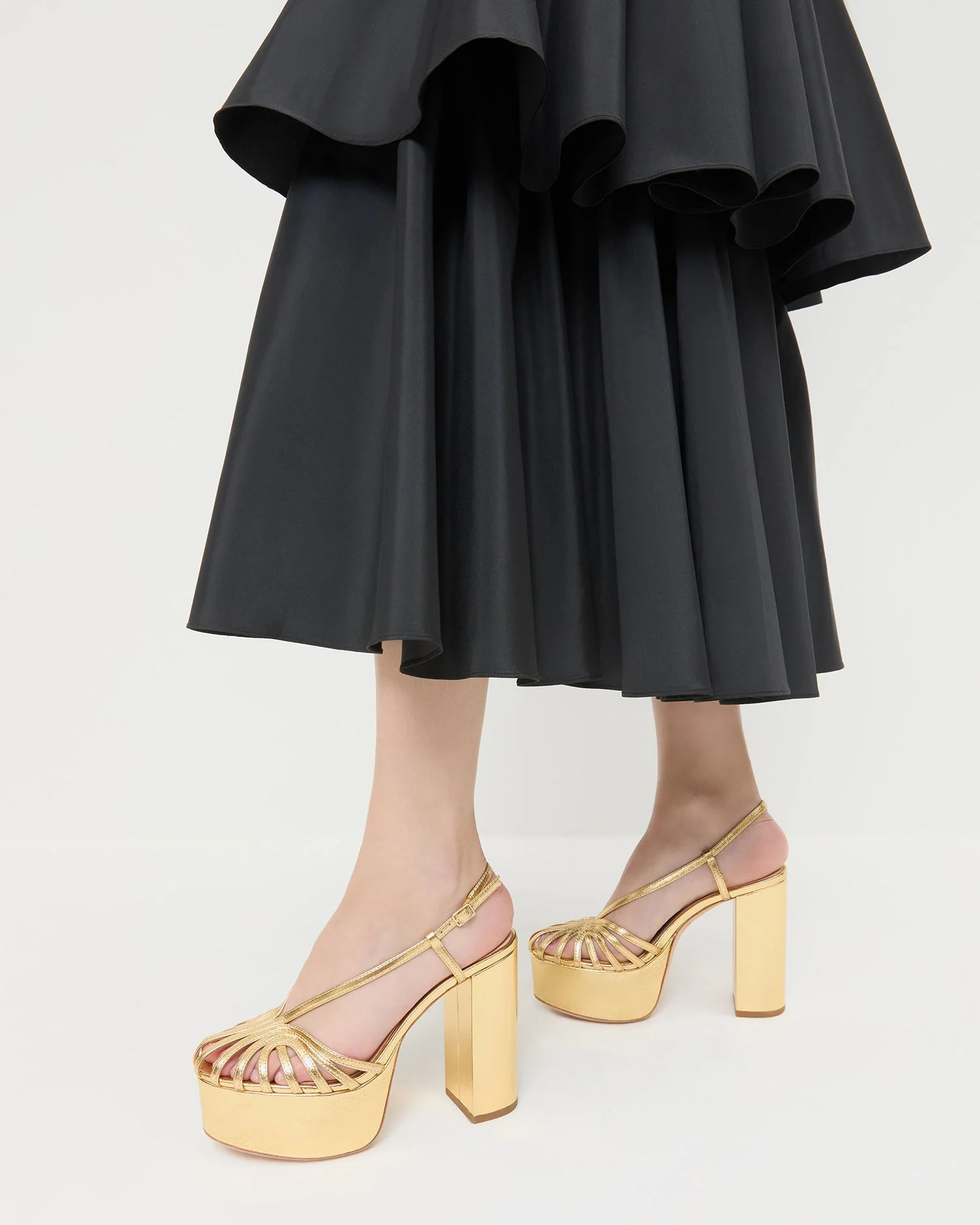 Loeffler Randall - Isabella Gold Leather Platform Sandal - Image 2