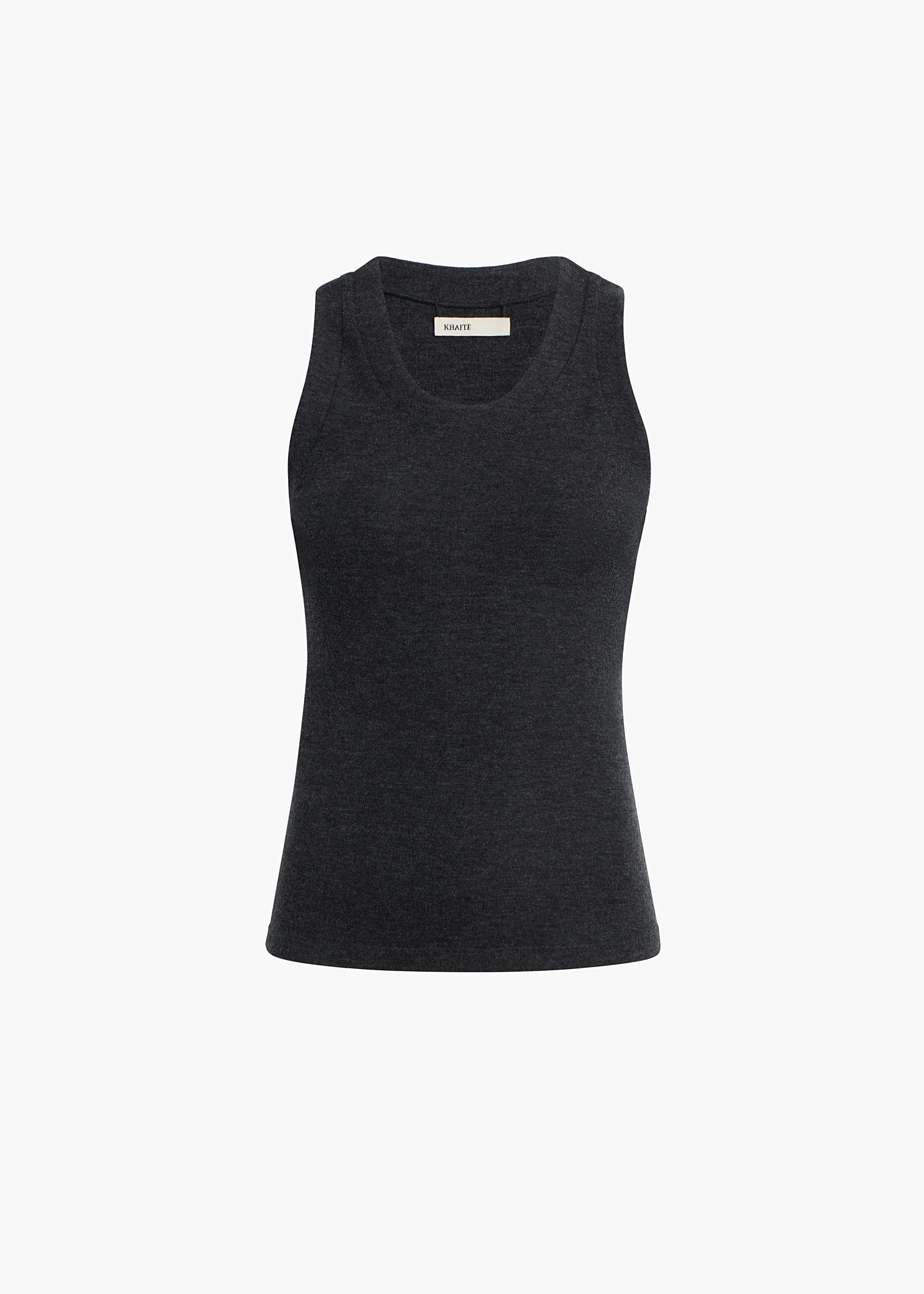 Khaite - Isha Top in Charcoal Silk Cashmere Jersey