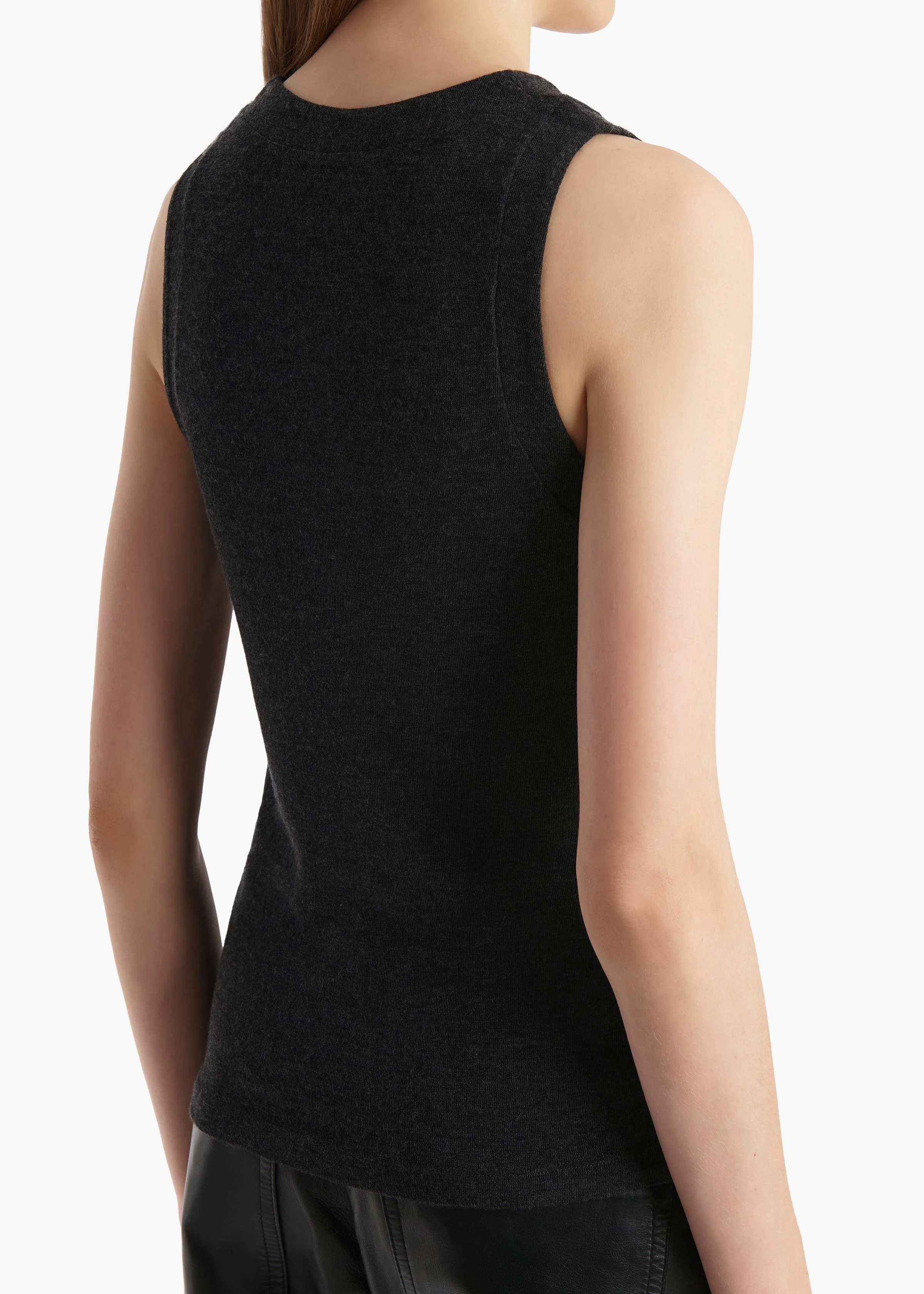 Khaite - Isha Top in Charcoal Silk Cashmere Jersey - Image 13