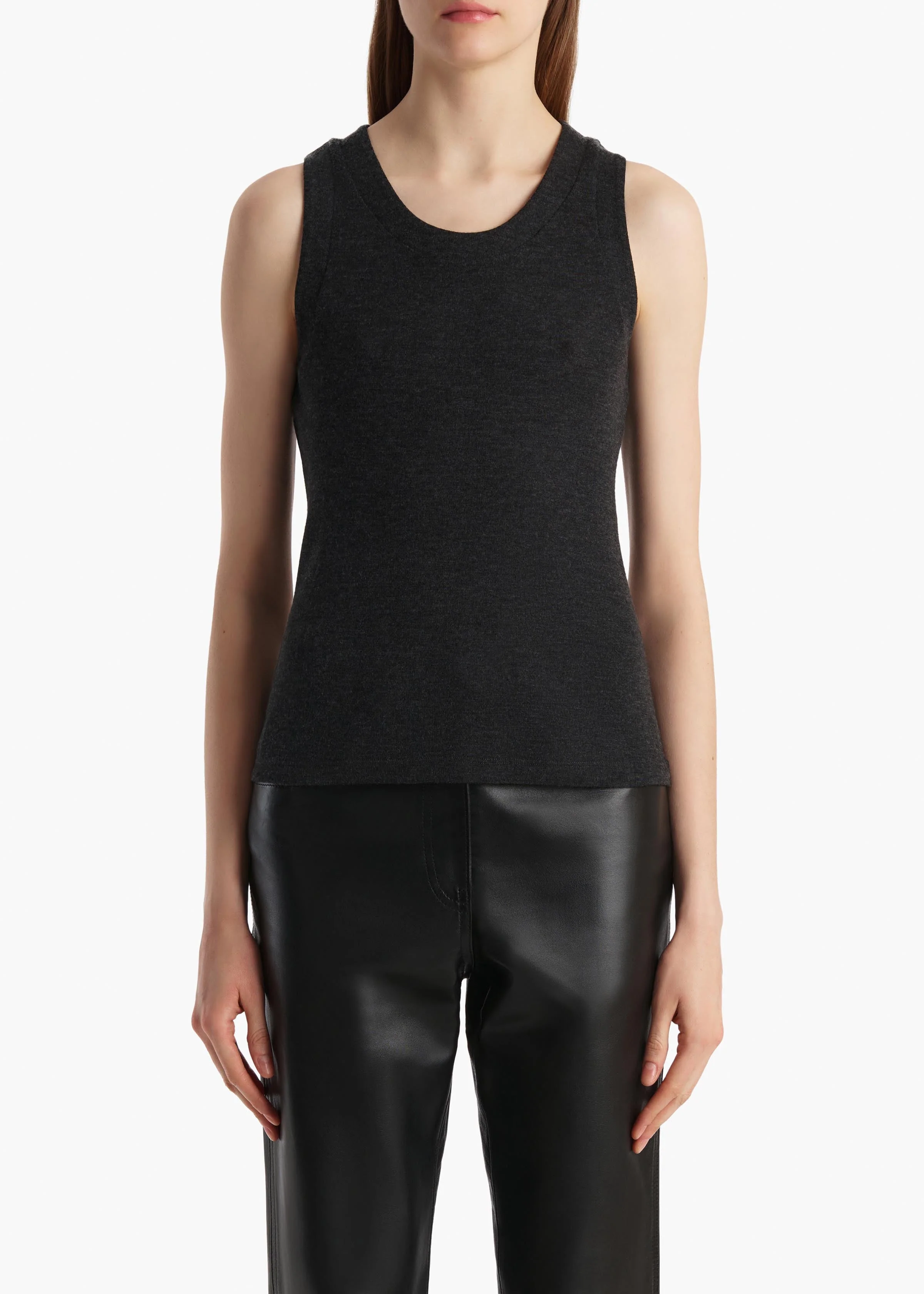 Khaite - Isha Top in Charcoal Silk Cashmere Jersey - Image 3