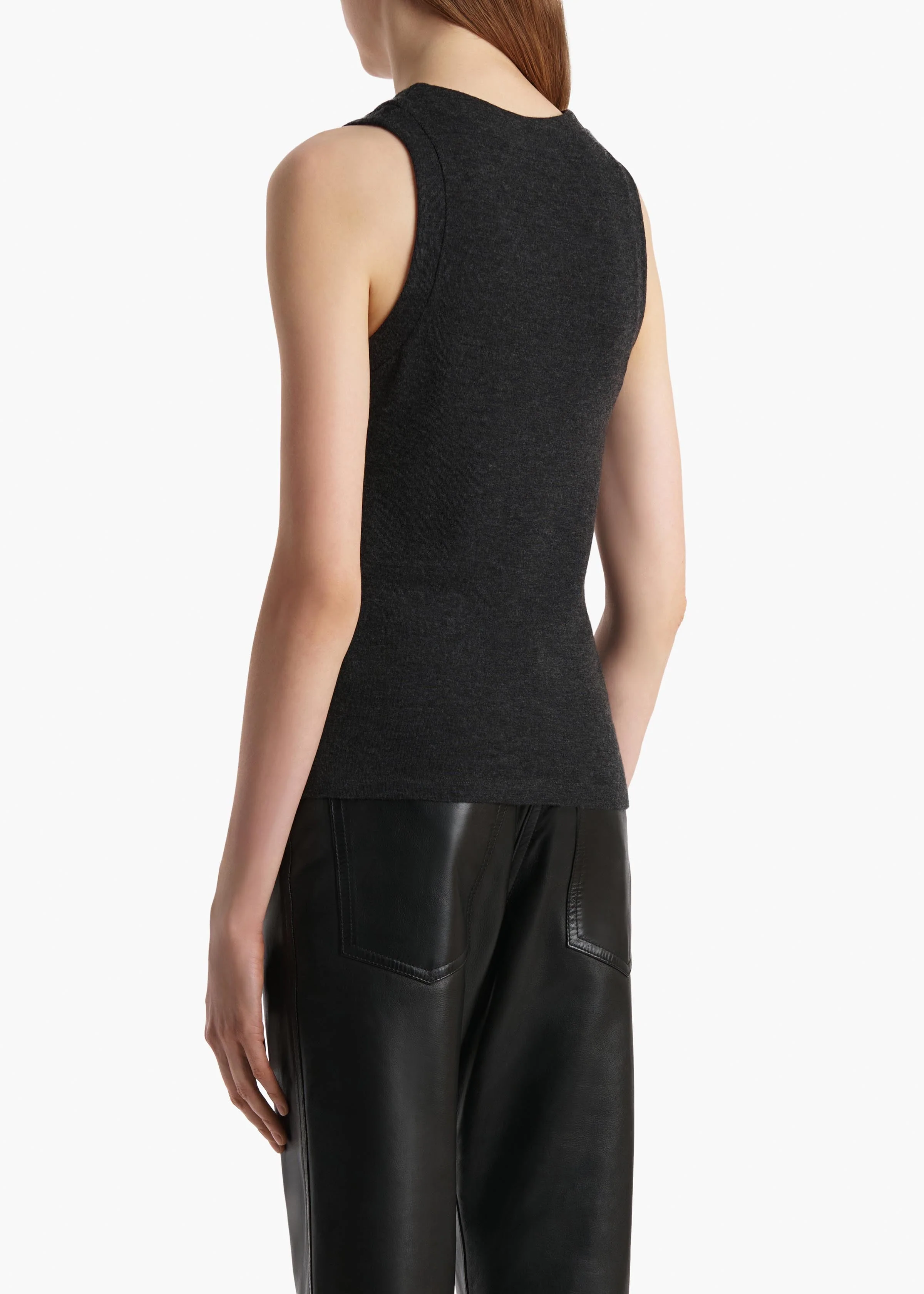 Khaite - Isha Top in Charcoal Silk Cashmere Jersey - Image 4