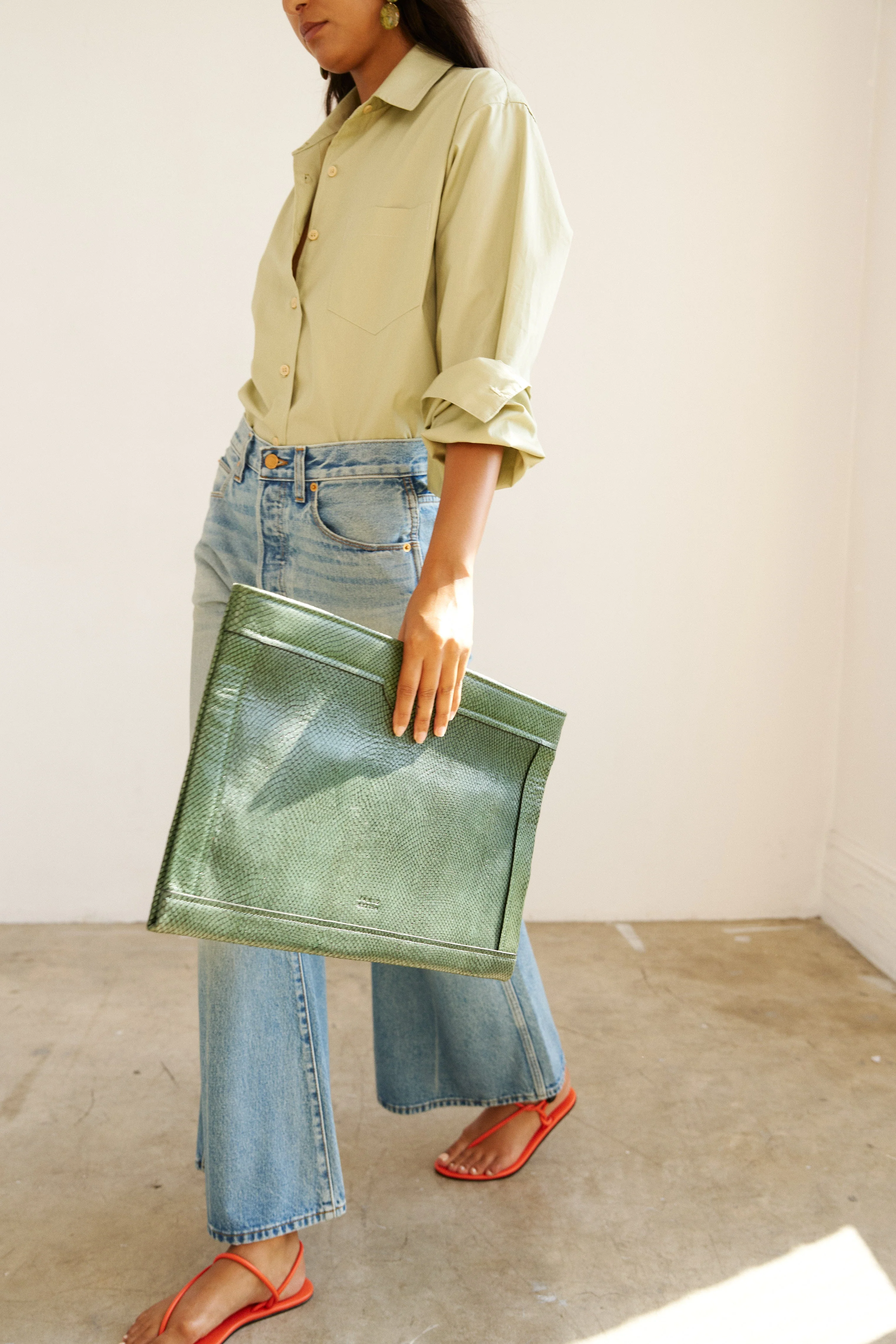 Jamie Haller - The Document Clutch in Green Snake - Image 5