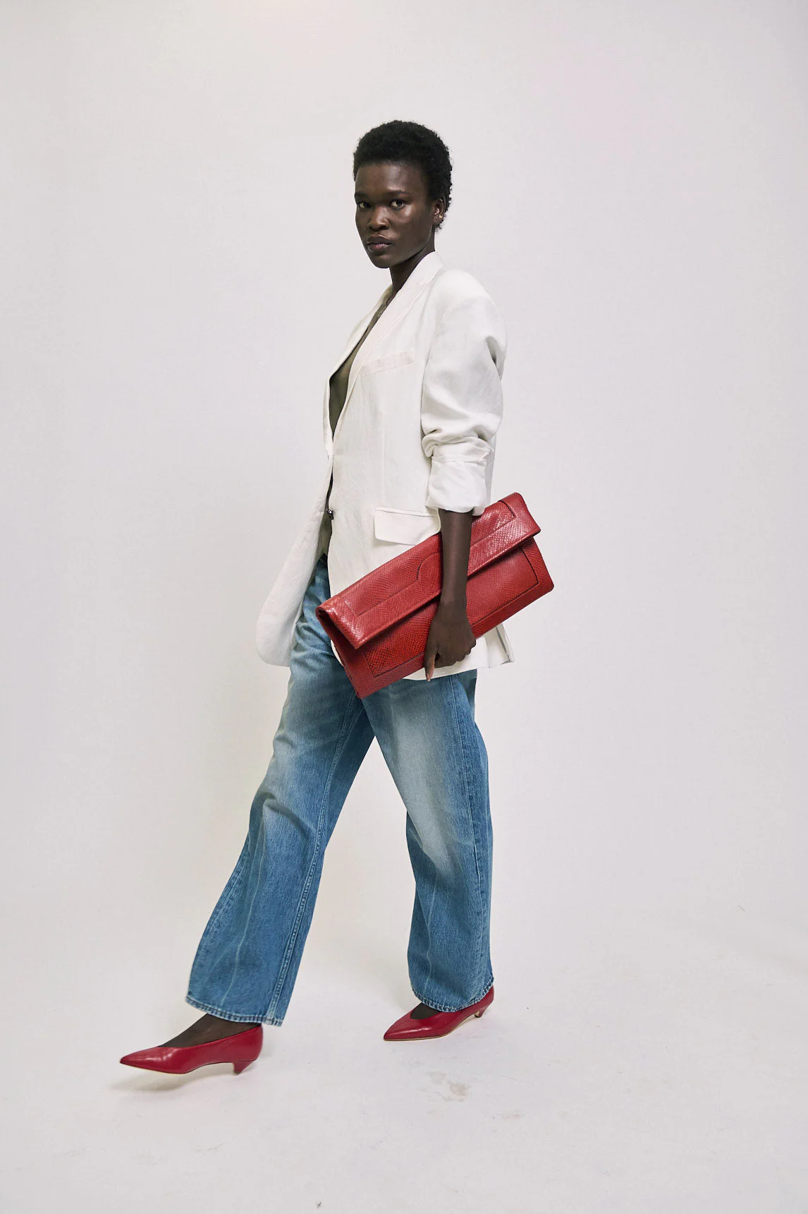 Jamie Haller - The Document Clutch in Red Snake - Image 4