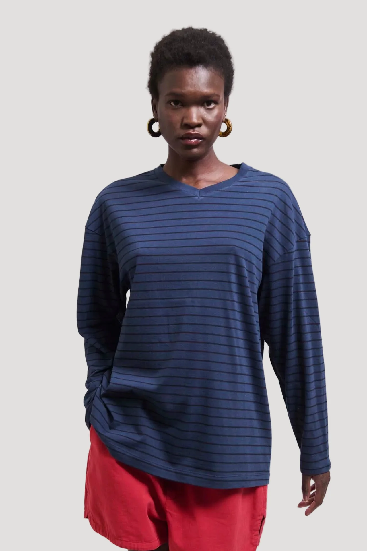 Jamie Haller - The High V Tee in Blue Stripe - Image 7
