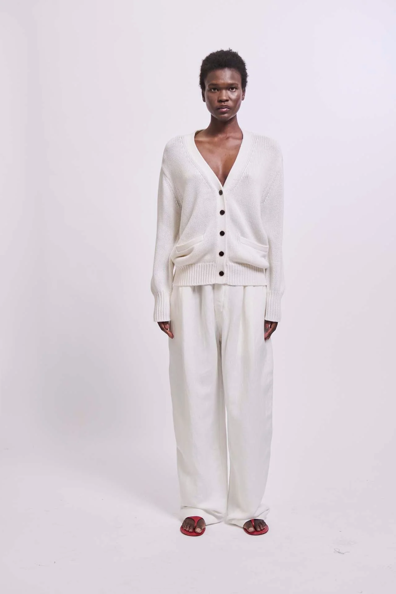Jamie Haller - The Welt Pocket Cardigan in White - Image 4