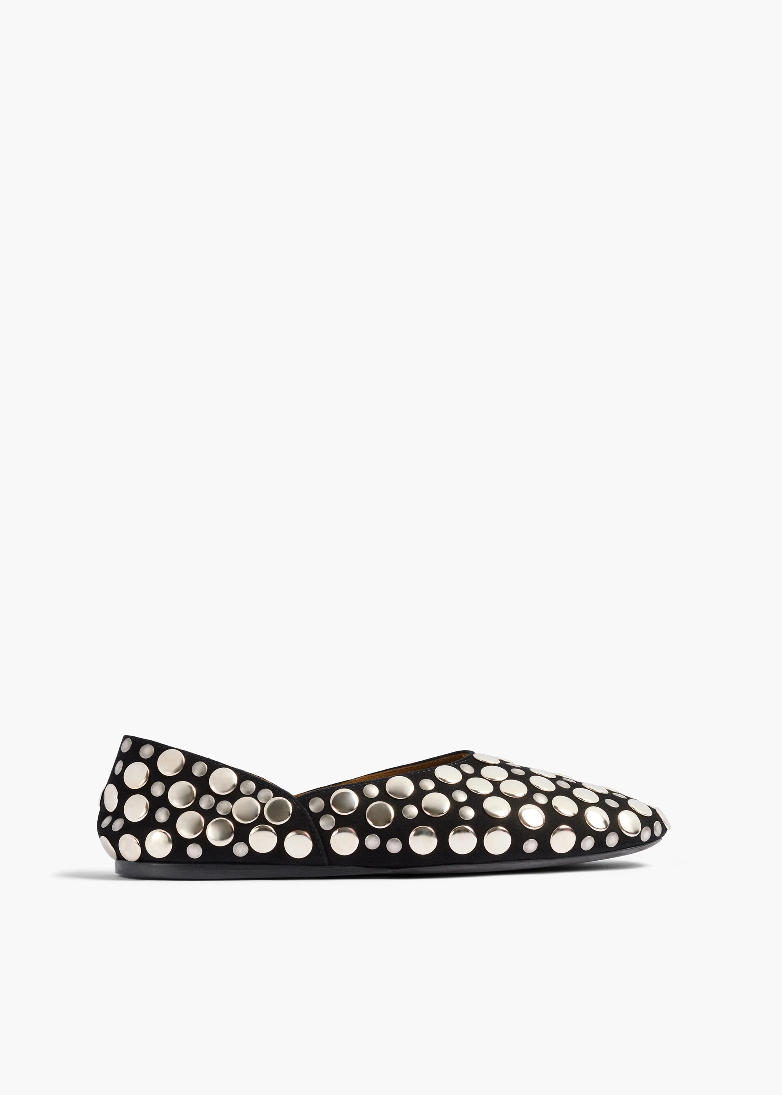 Khaite - Jane Flat in Black Suede with Silver Studs - Image 6