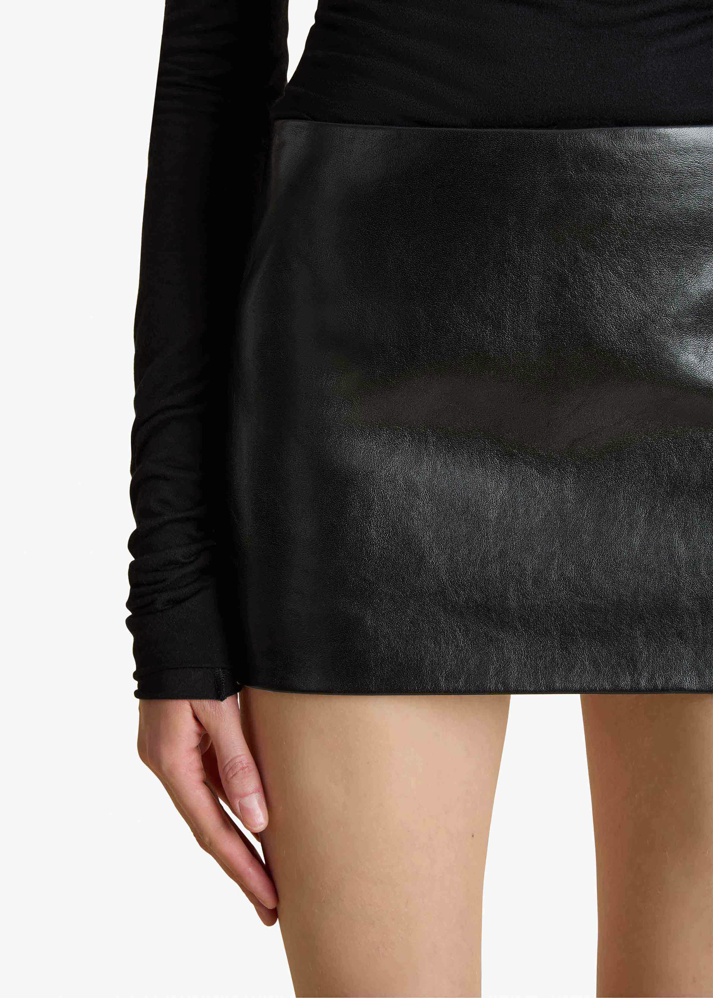 Khaite - Jett Skirt in Black Leather - Image 6