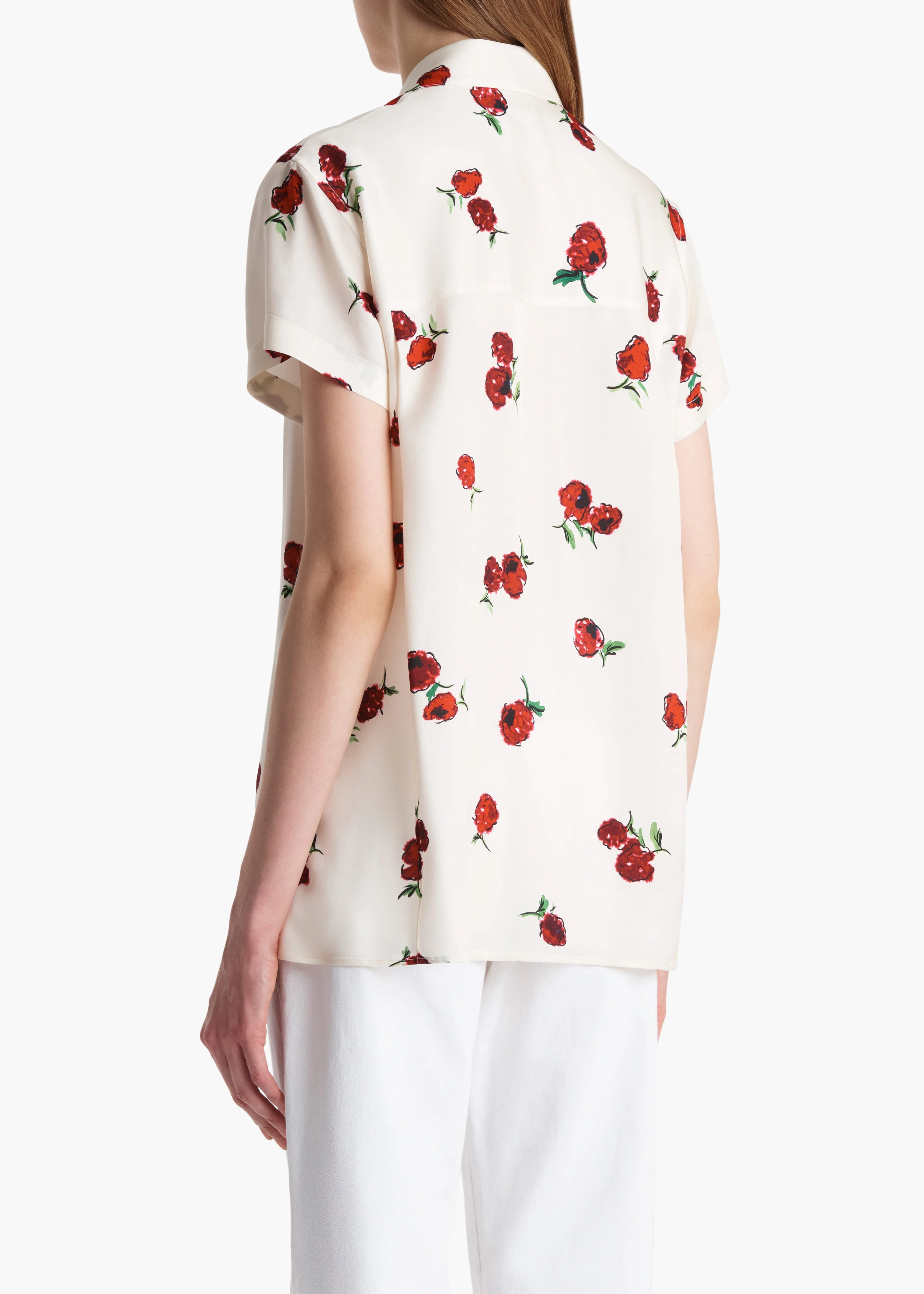 Khaite - Keefe Top in Cream with Raspberry Print - Image 4