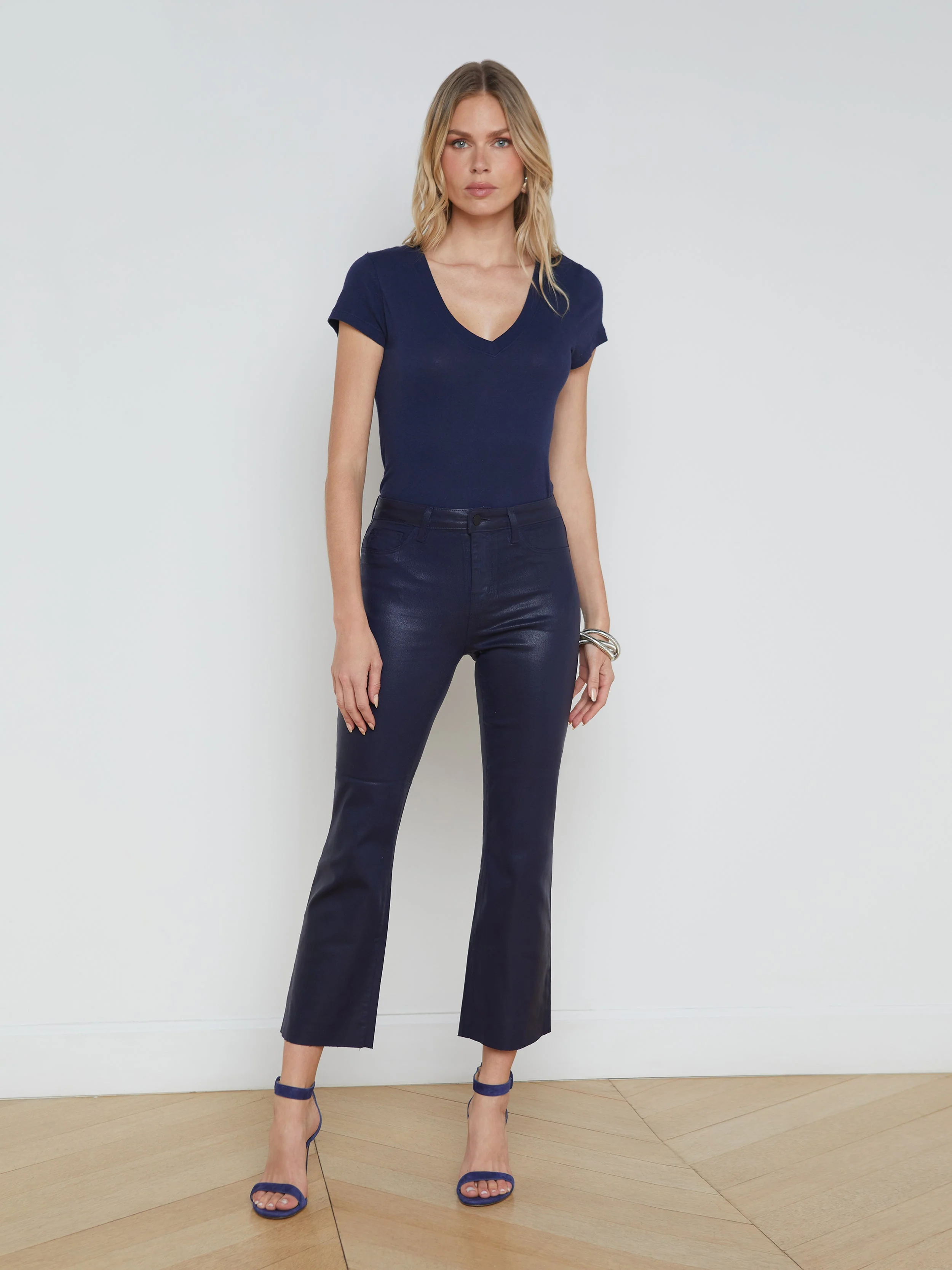 L'AGENCE - Kendra Coated Cropped Flare Jean