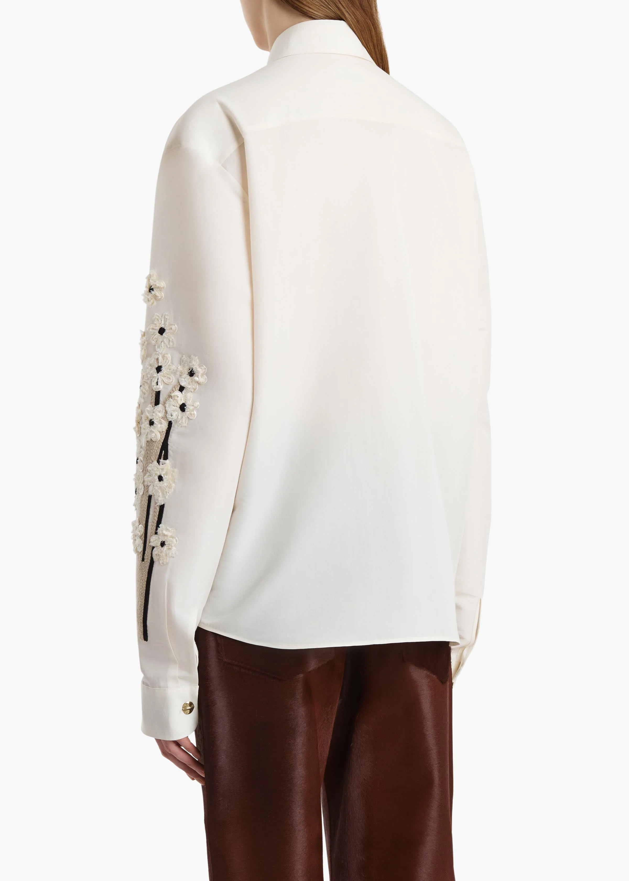 Khaite - Argo Top in Natural with Floral Embroidery - Image 4
