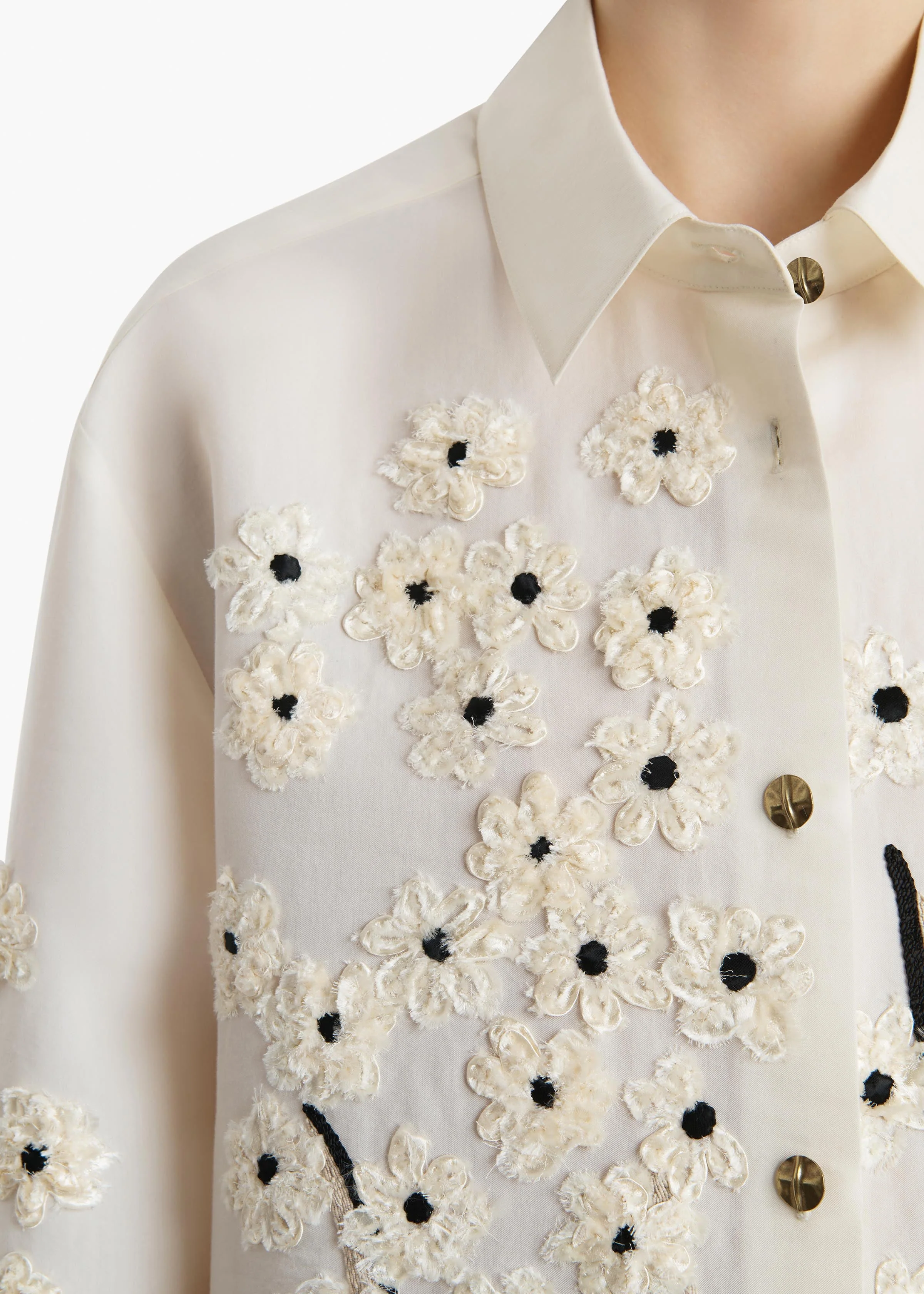 Khaite - Argo Top in Natural with Floral Embroidery - Image 5