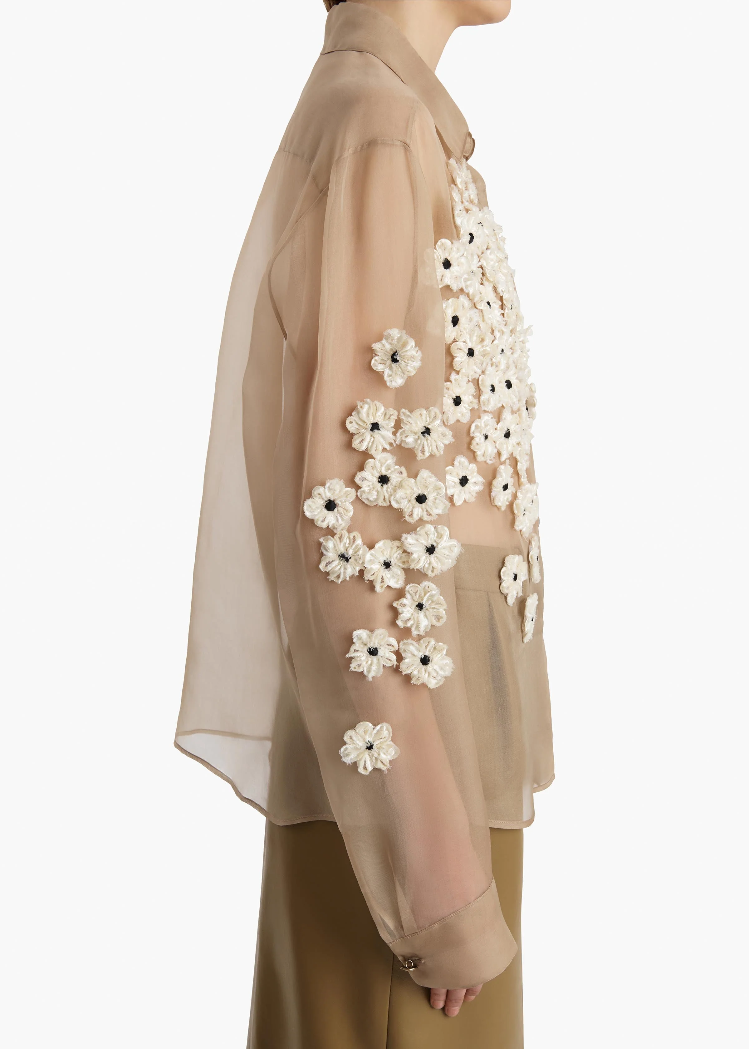 Khaite - Argo Top in Tea Stain with Floral Embroidery - Image 6
