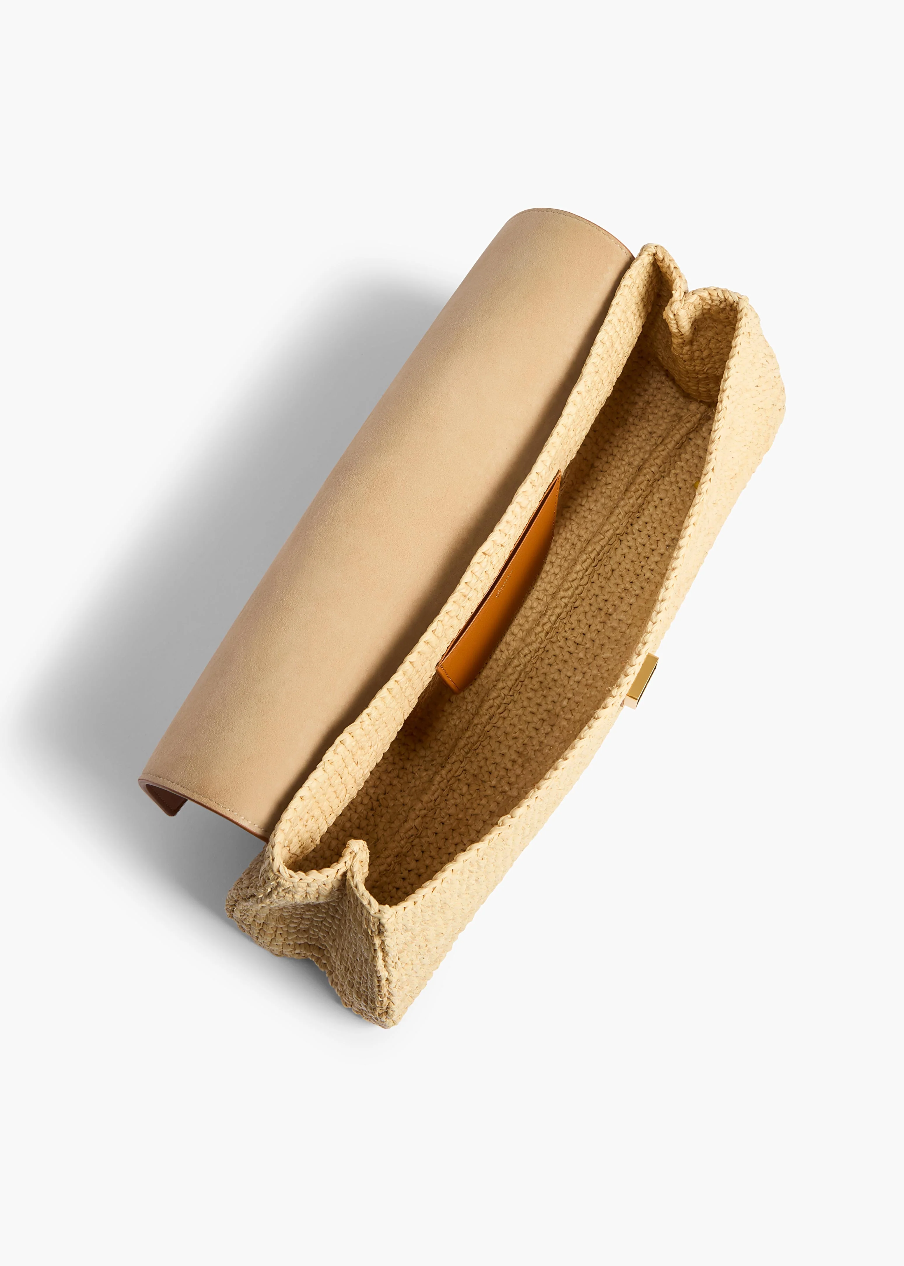 Khaite - Audrey Clutch in Tan Leather and Natural Raffia - Image 3