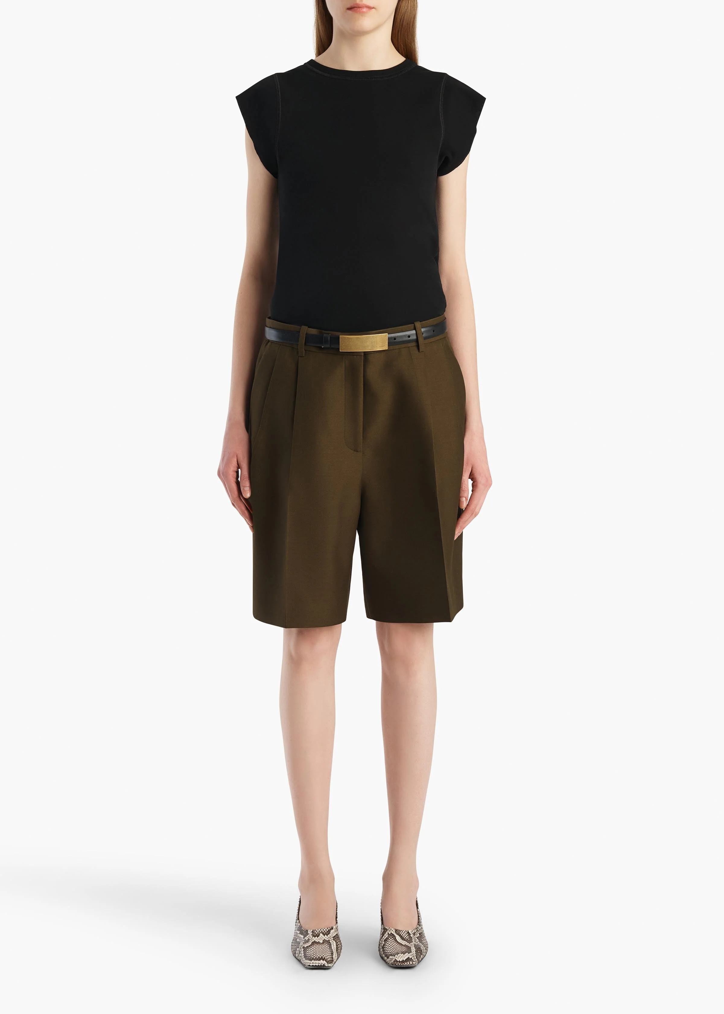 Khaite - Auggie Short in Dark Olive - Image 2
