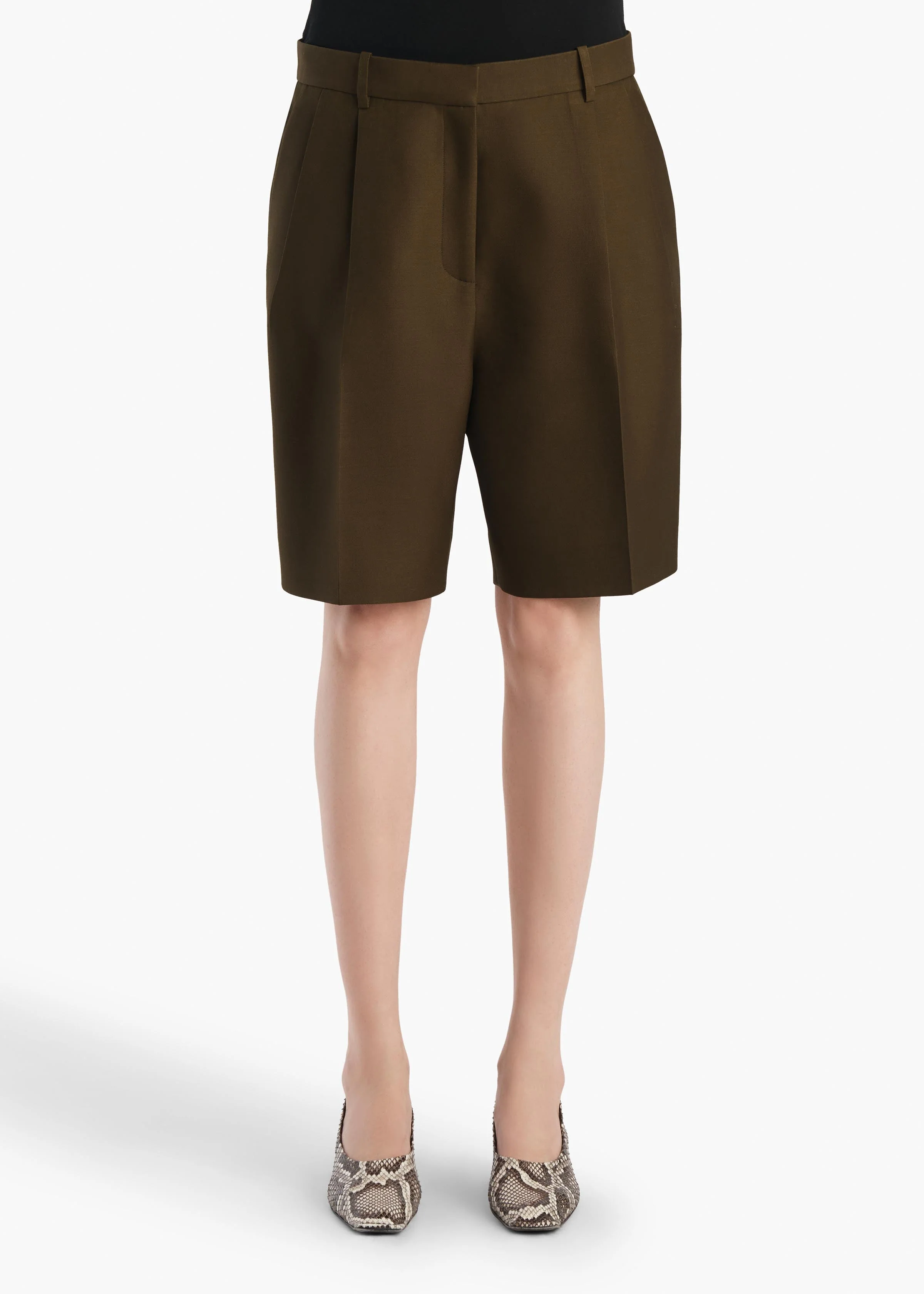 Khaite - Auggie Short in Dark Olive - Image 3