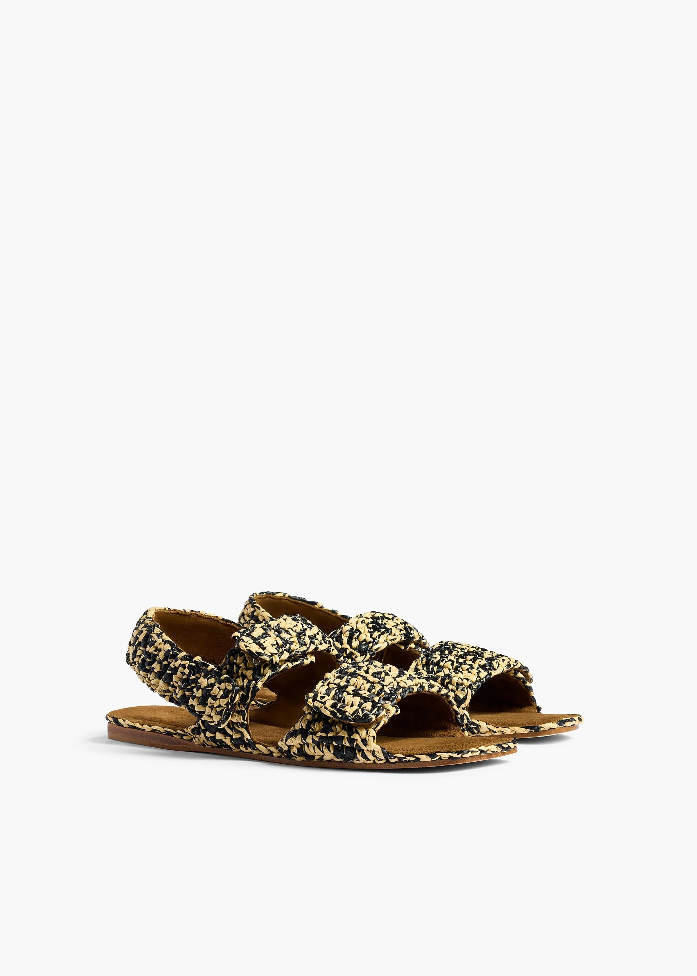 Khaite - Boden Sandal in Black and White Raffia - Image 2